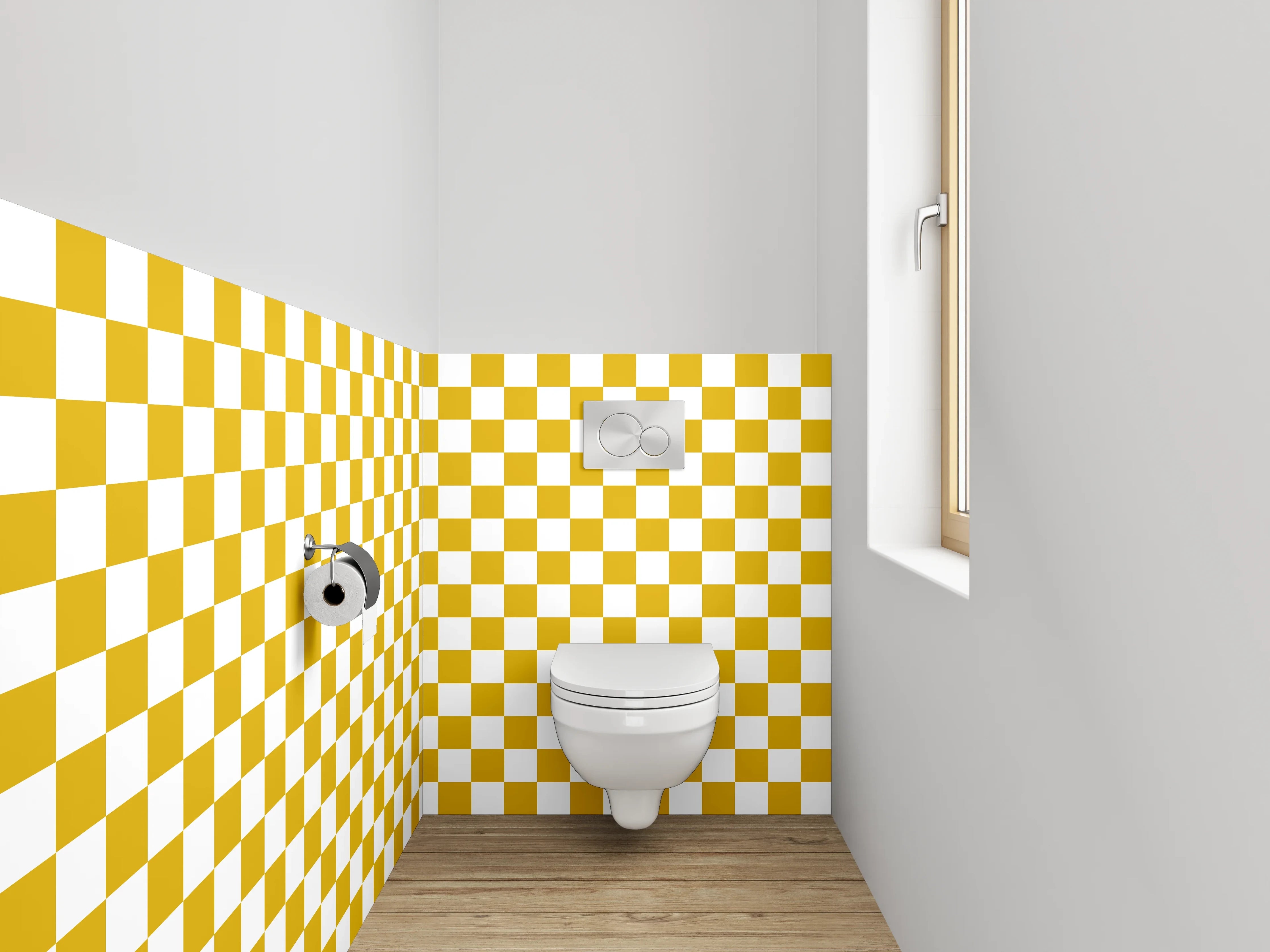 WC-Rückwand - Gelbes Karo Muster Retro