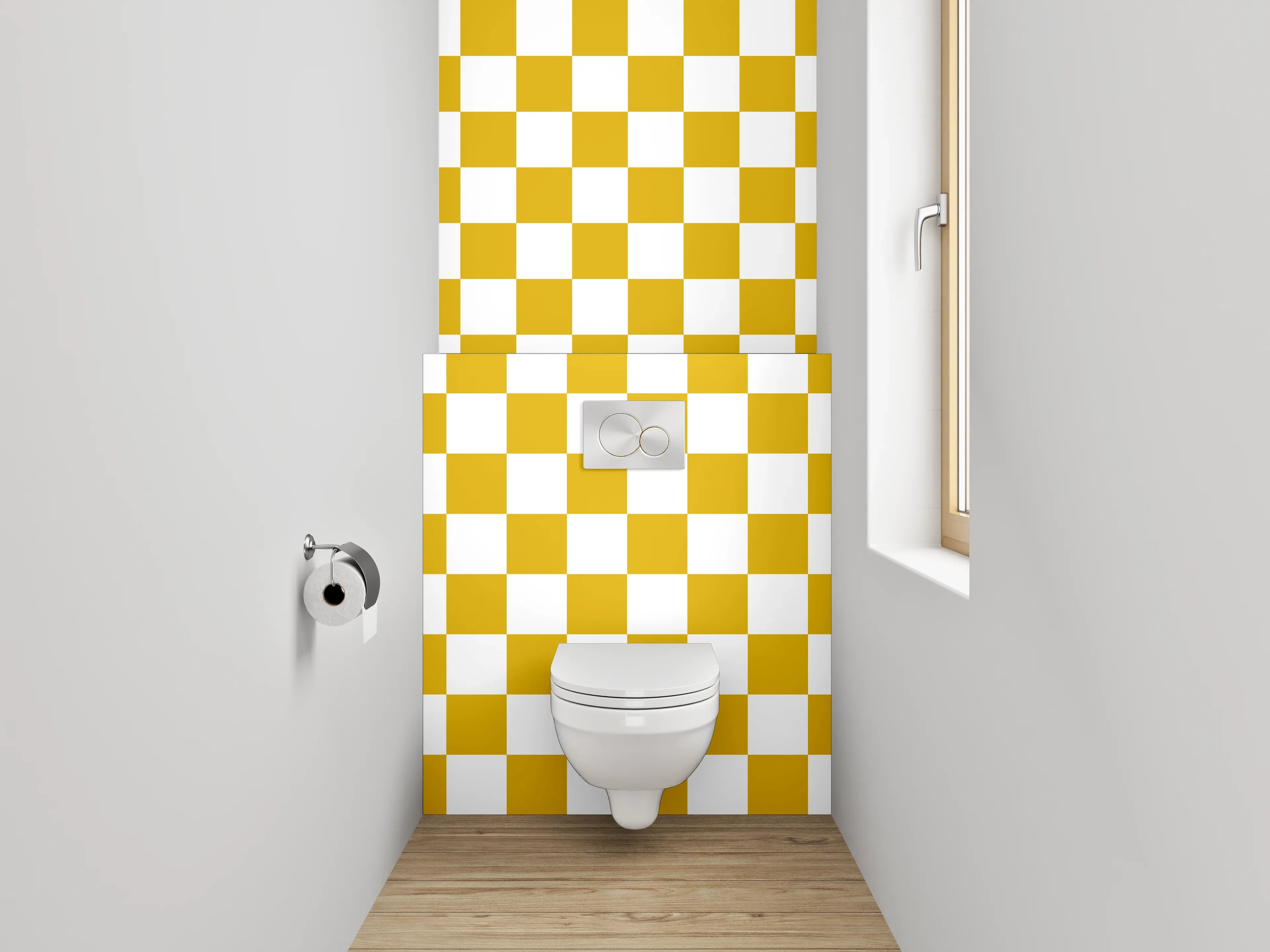 WC-Rückwand - Gelbes Karo Muster Retro