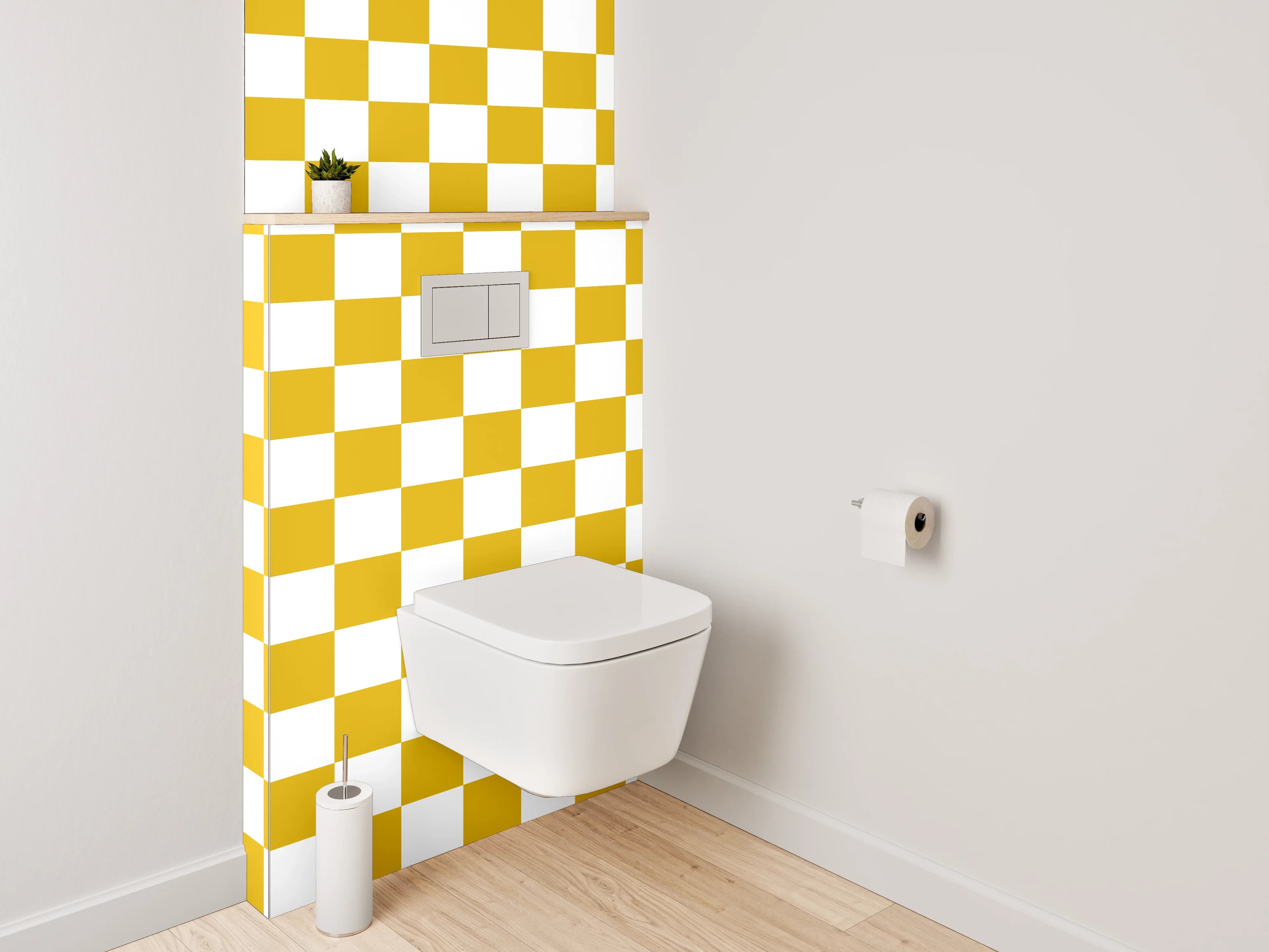 WC-Rückwand - Gelbes Karo Muster Retro