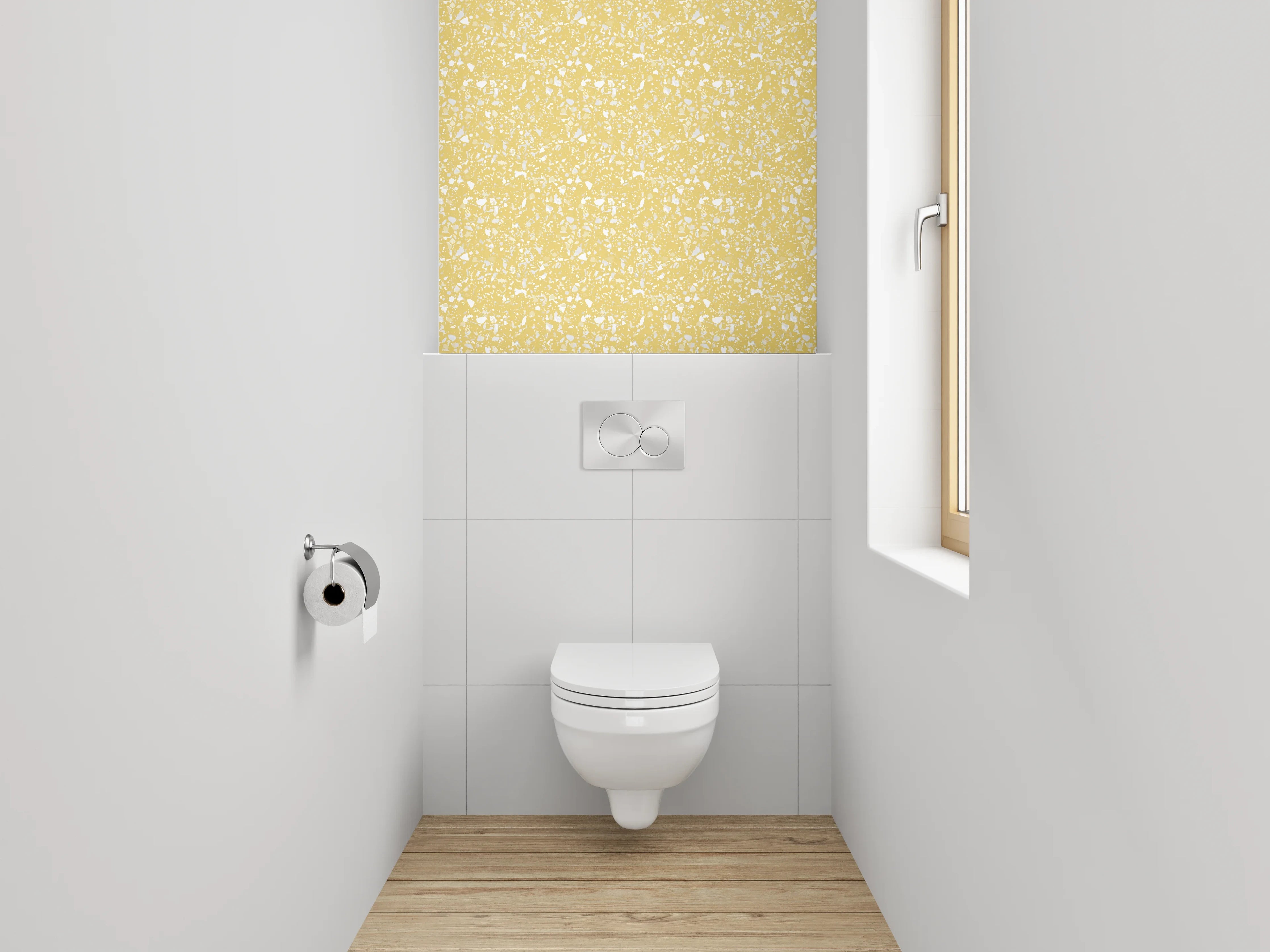 WC-Rückwand - Gelbes Pünktchen-Muster Vintage Design