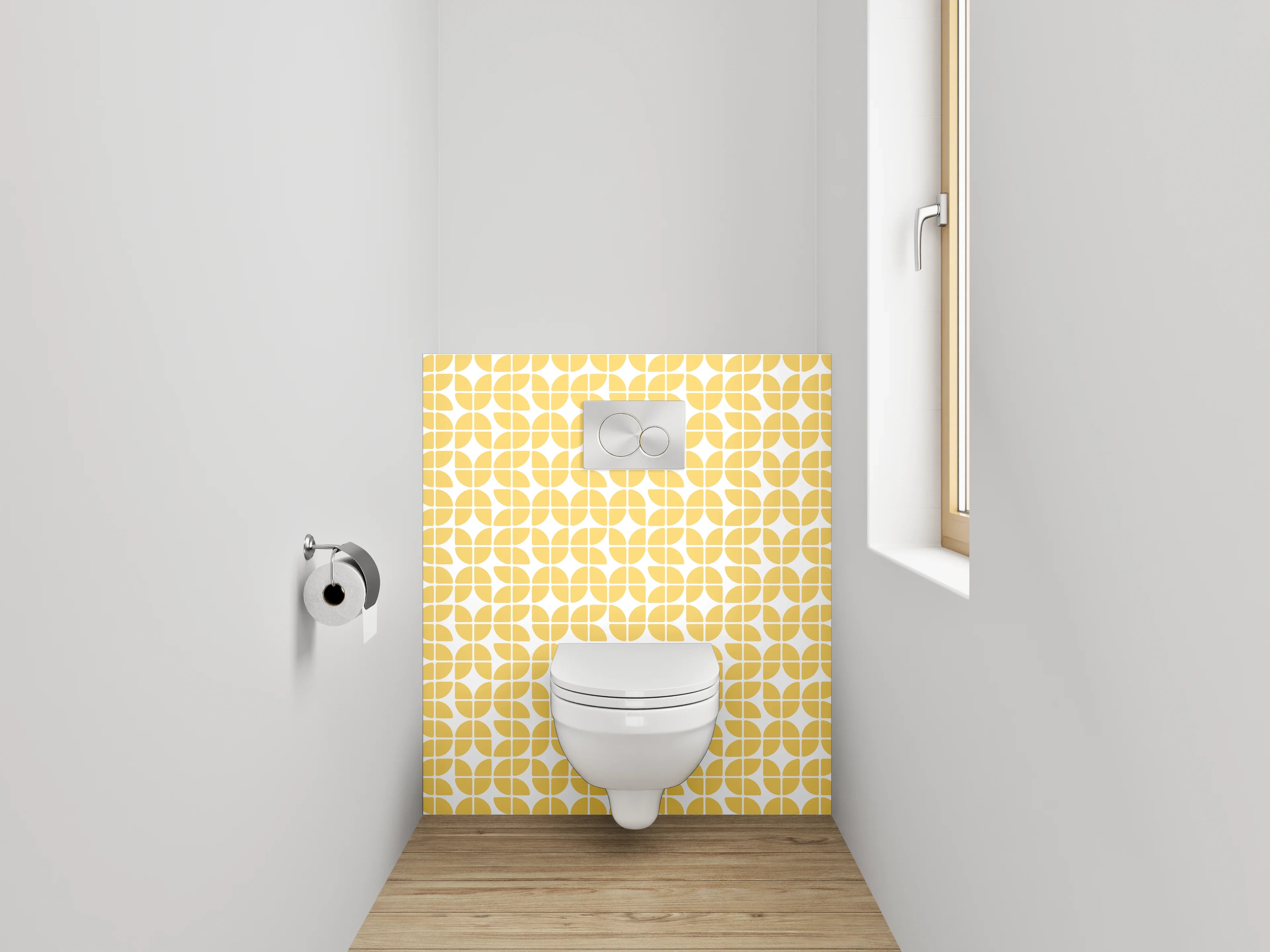 WC-Rückwand - Gelbes Retro-Pattern geometrisches Muster