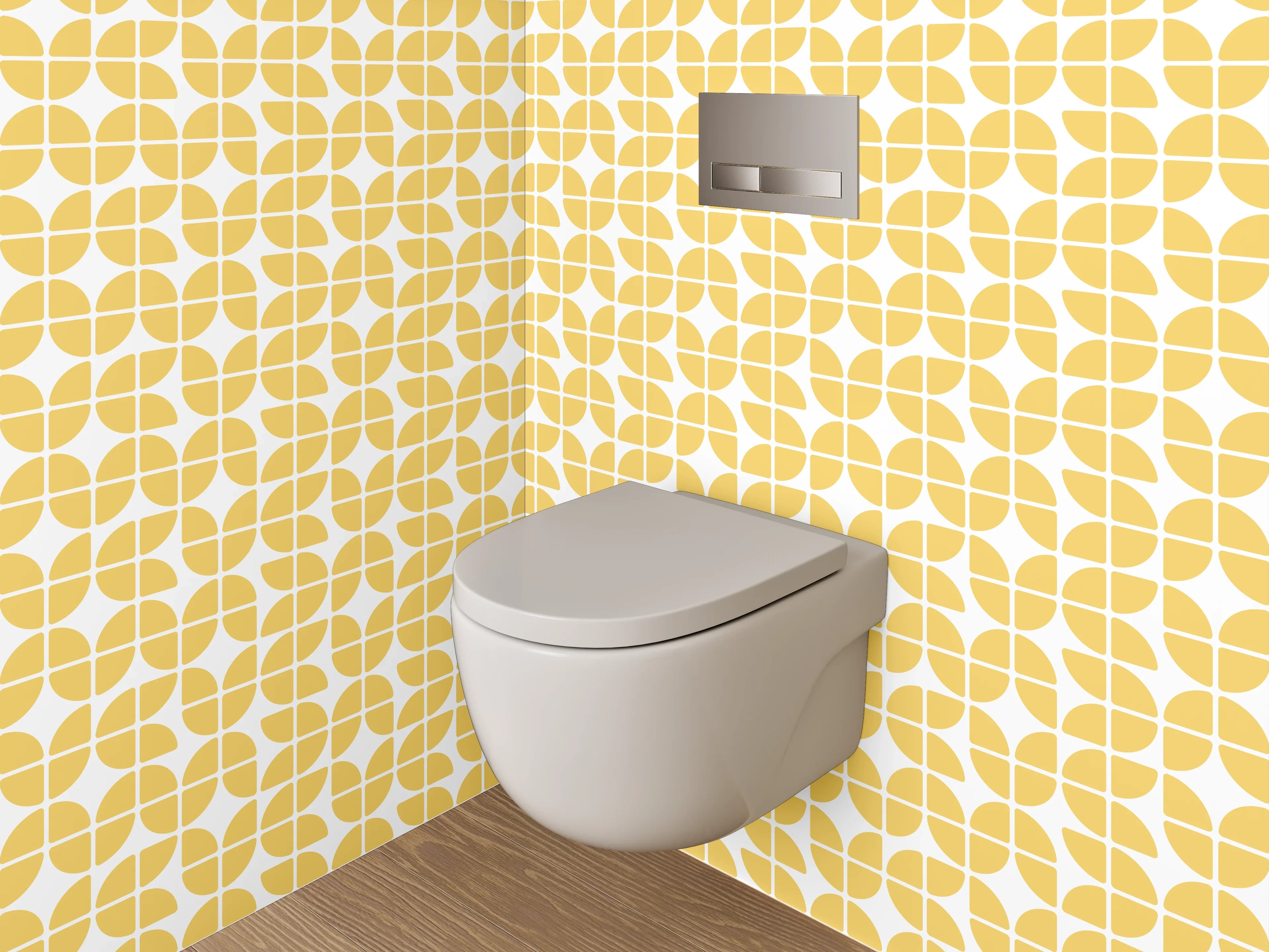 WC-Rückwand - Gelbes Retro-Pattern geometrisches Muster