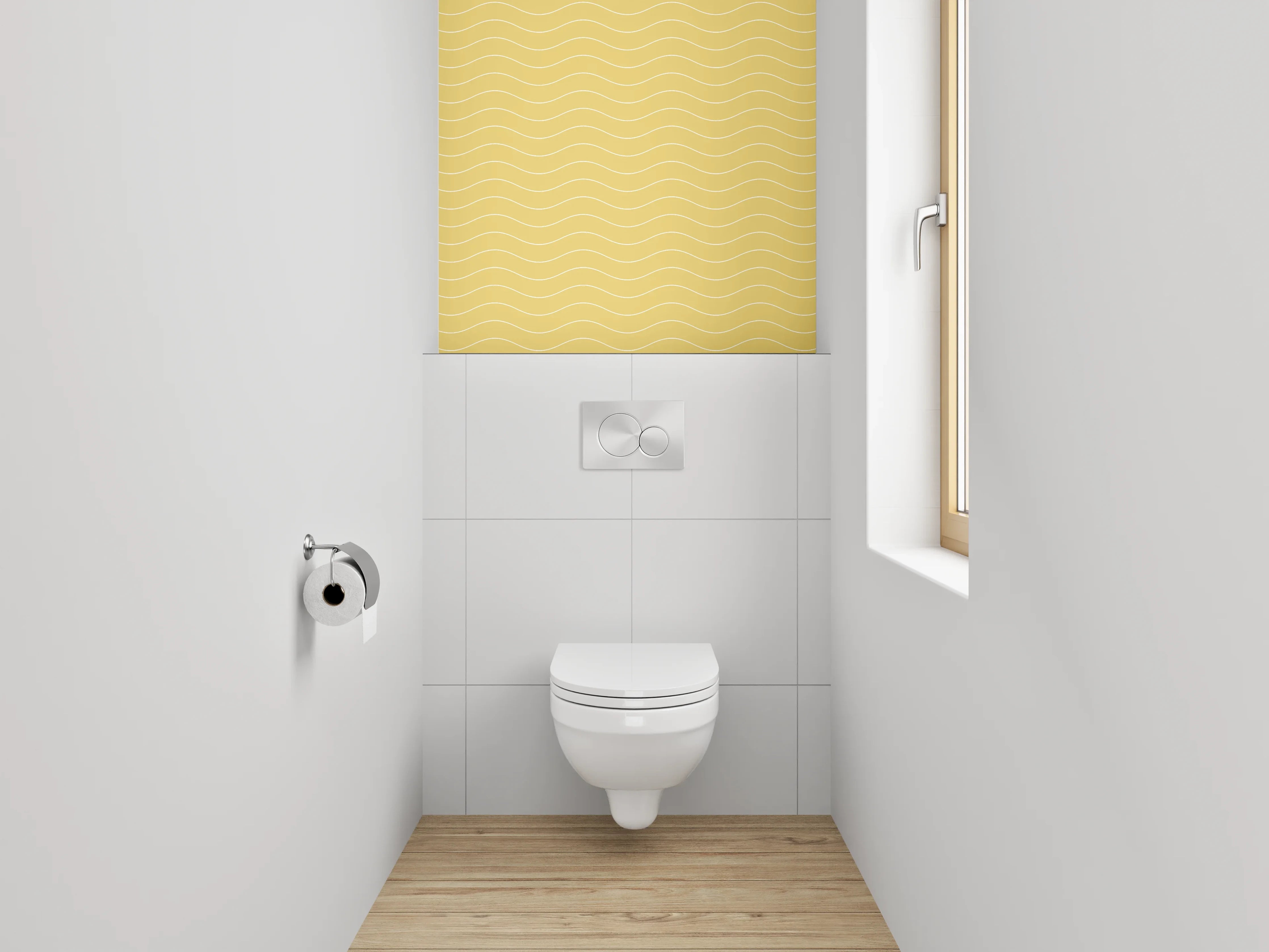 WC-Rückwand - Gelbes Wellenmuster Tapete