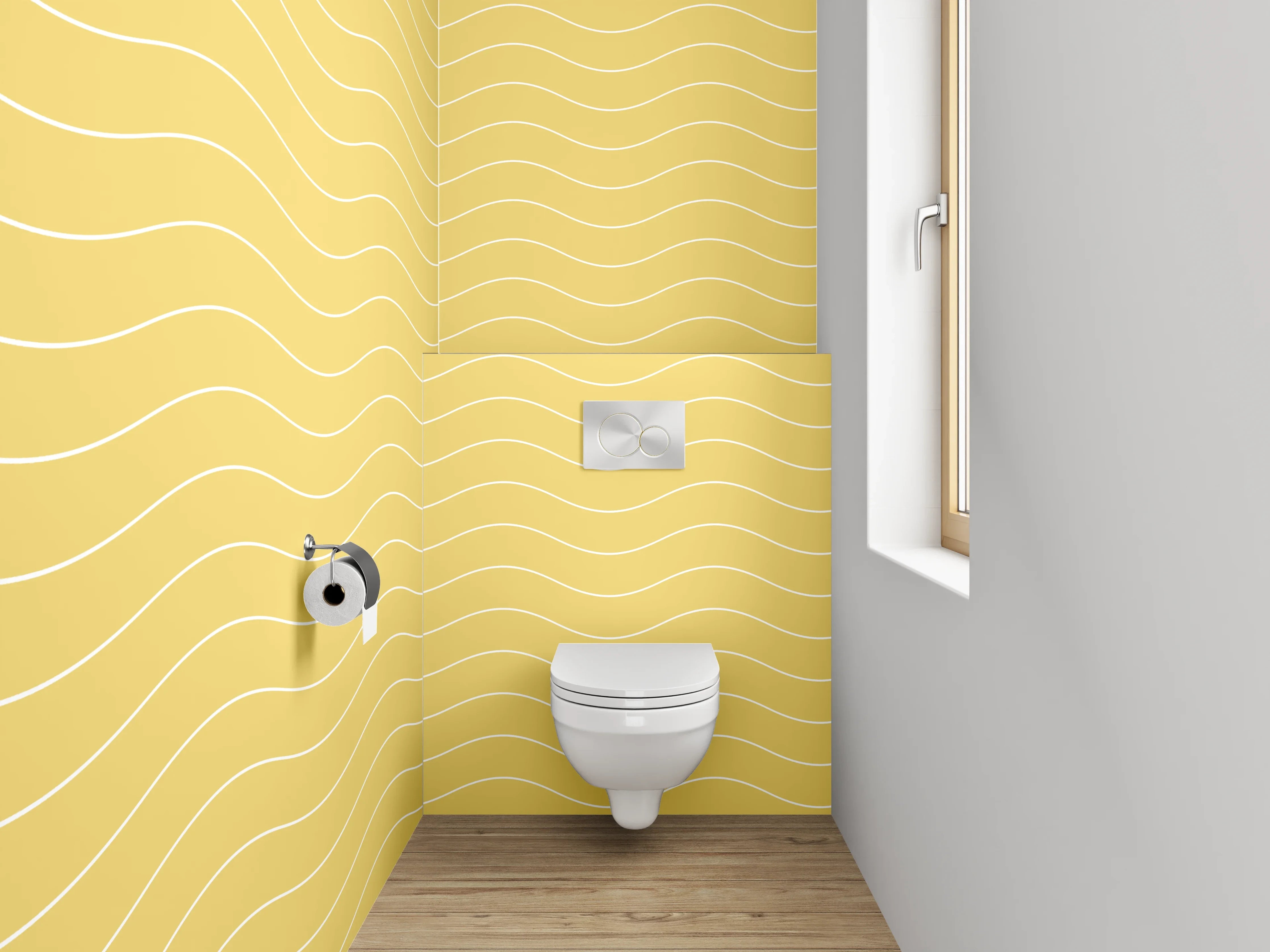 WC-Rückwand - Gelbes Wellenmuster Tapete