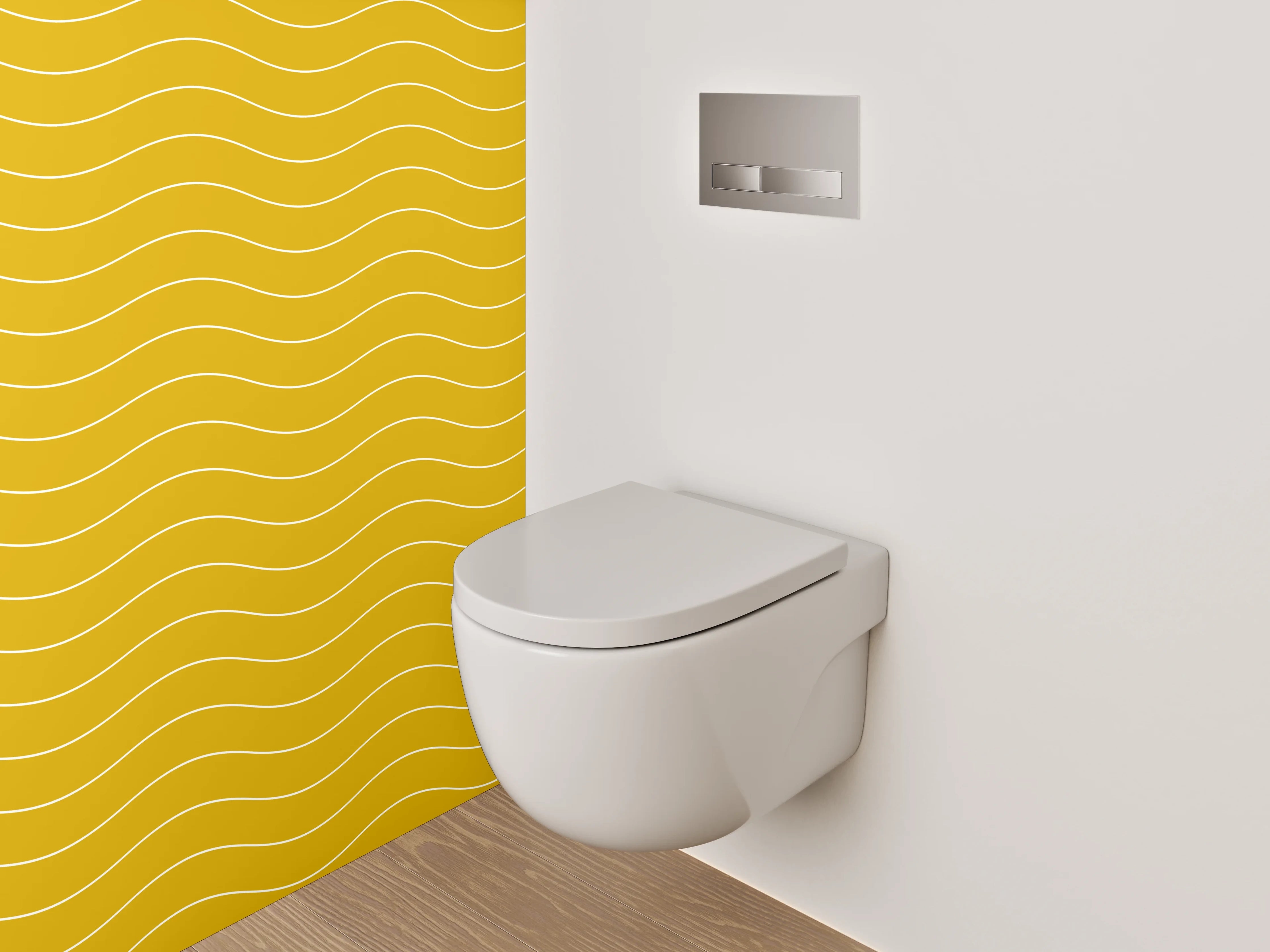 WC-Rückwand - Gelbes Wellenmuster Wallpaper