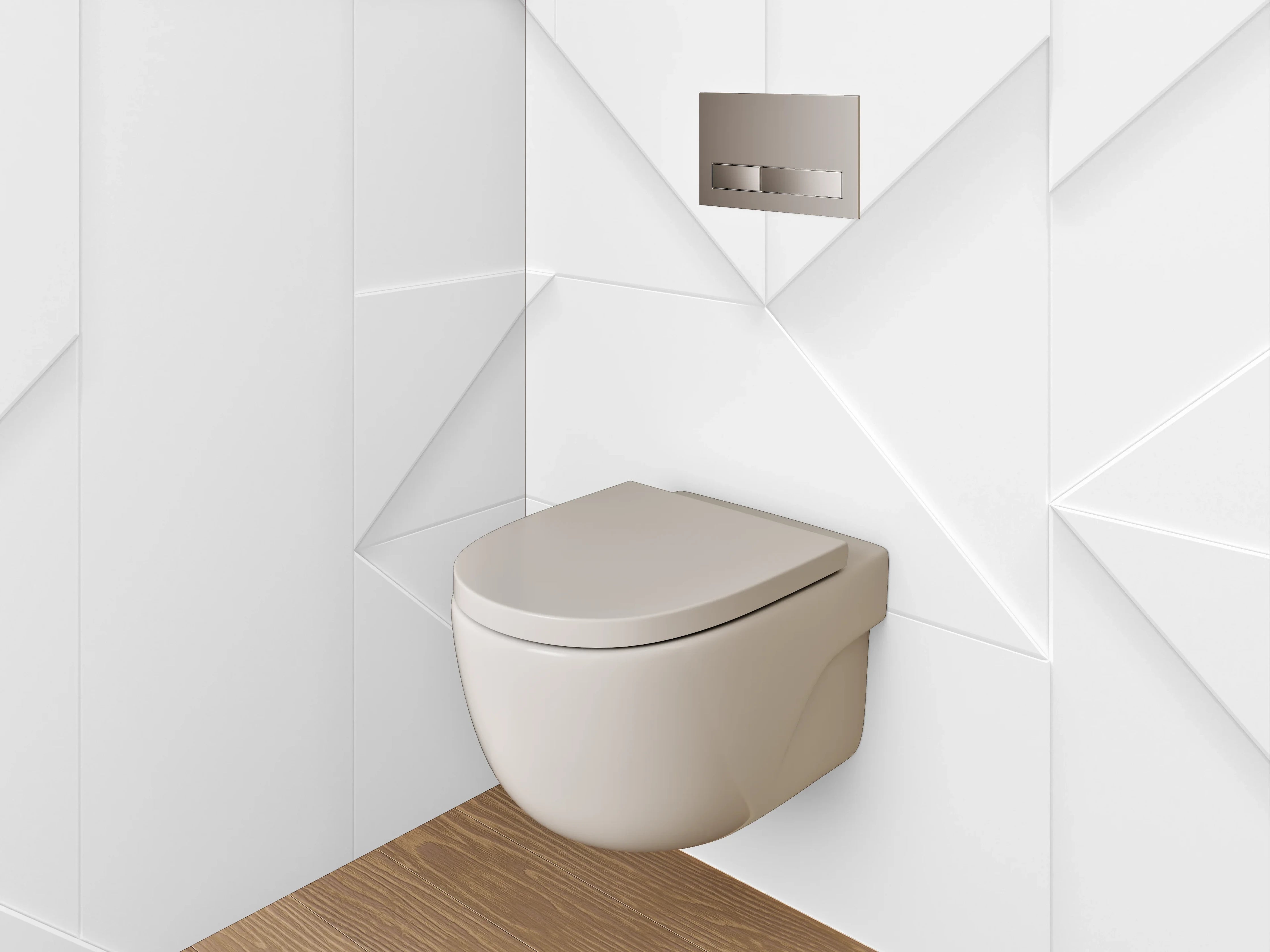 WC-Rückwand - Geometrische 3D-Struktur in Weiß und Grau