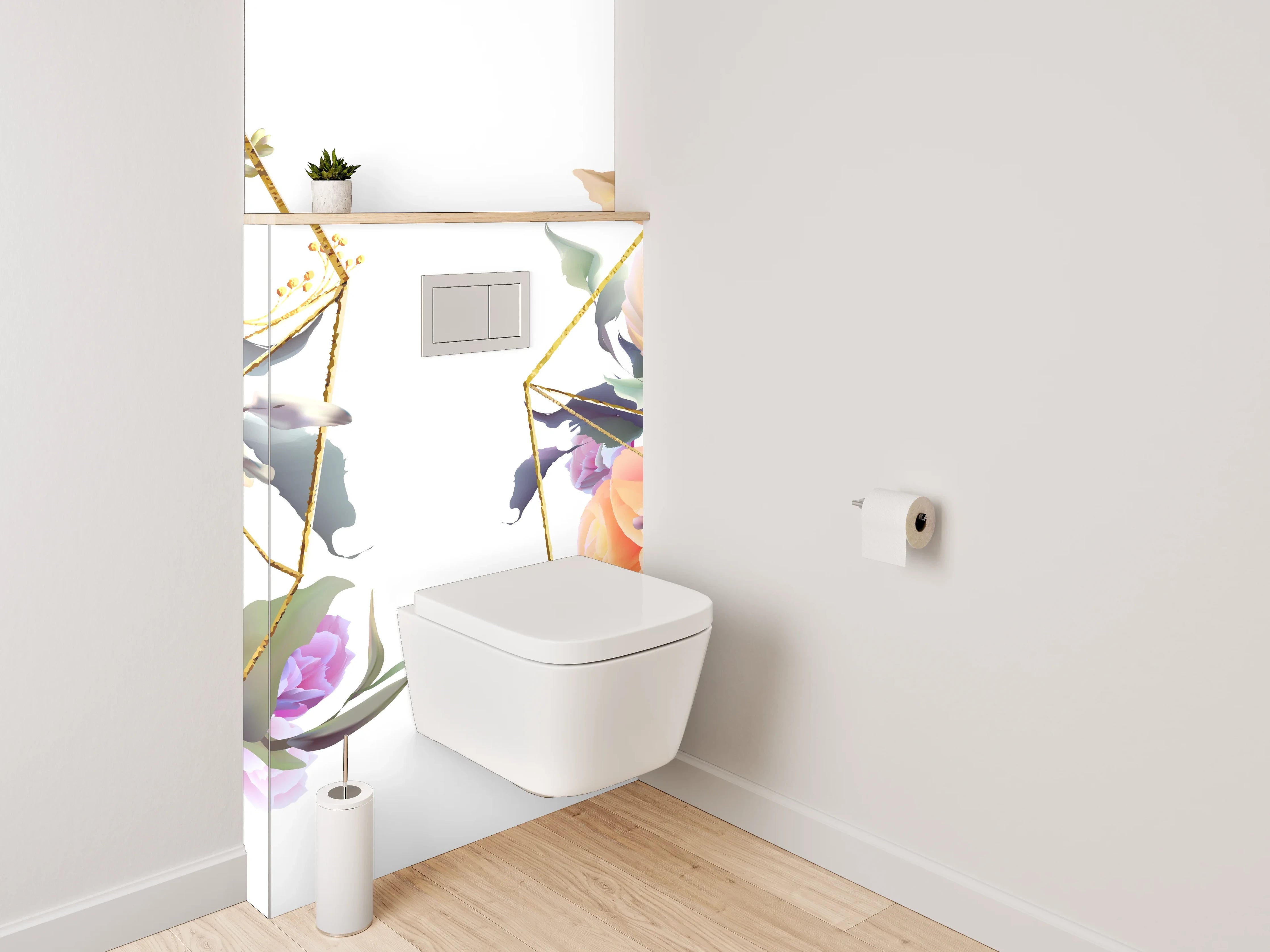WC-Rückwand - Geometrische Blumen Aquarell Mix