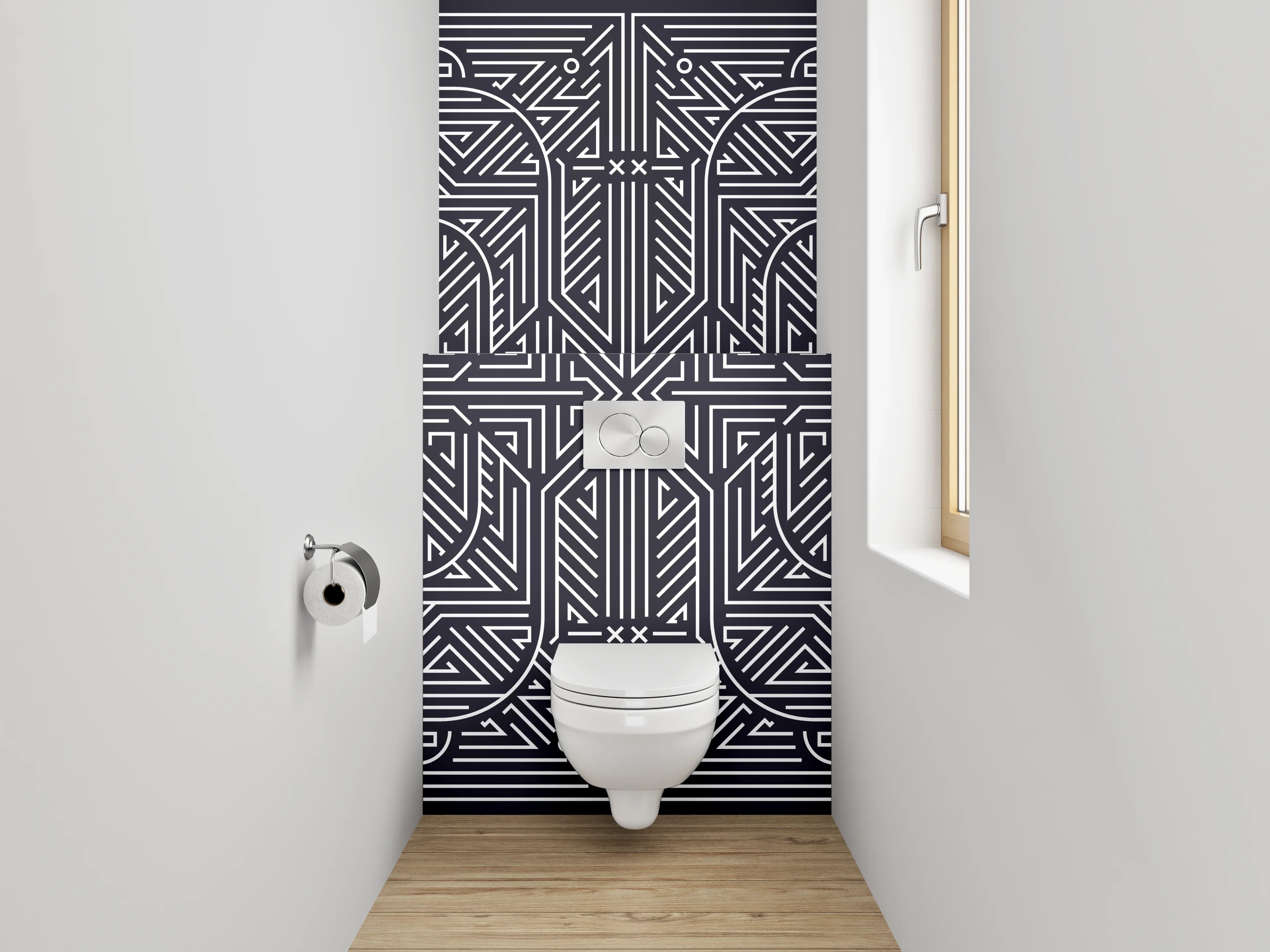 WC-Rückwand - Geometrische Fliesenmuster Grau für Wände