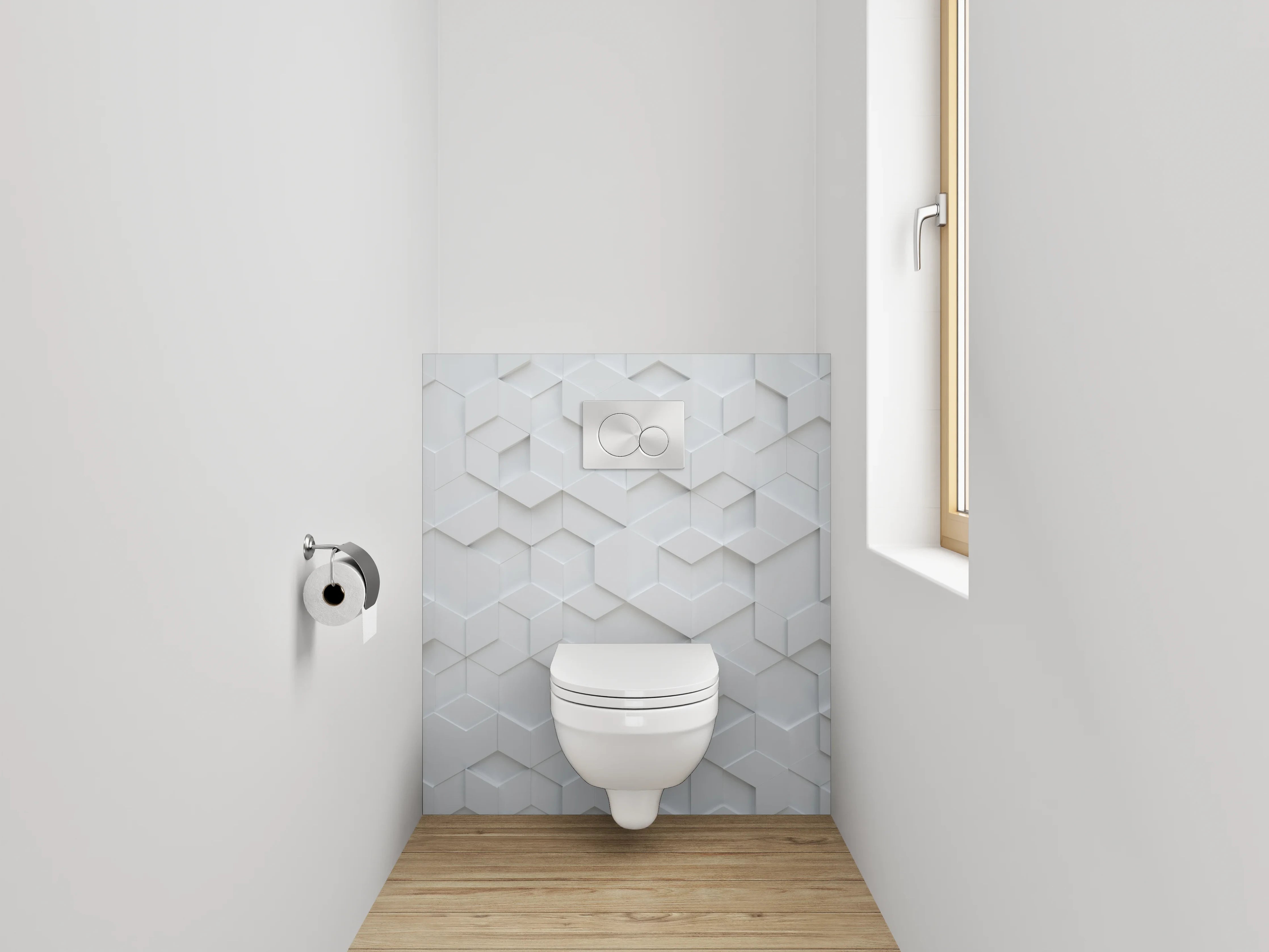 WC-Rückwand - Geometrische weiße 3D Muster-Fliesen