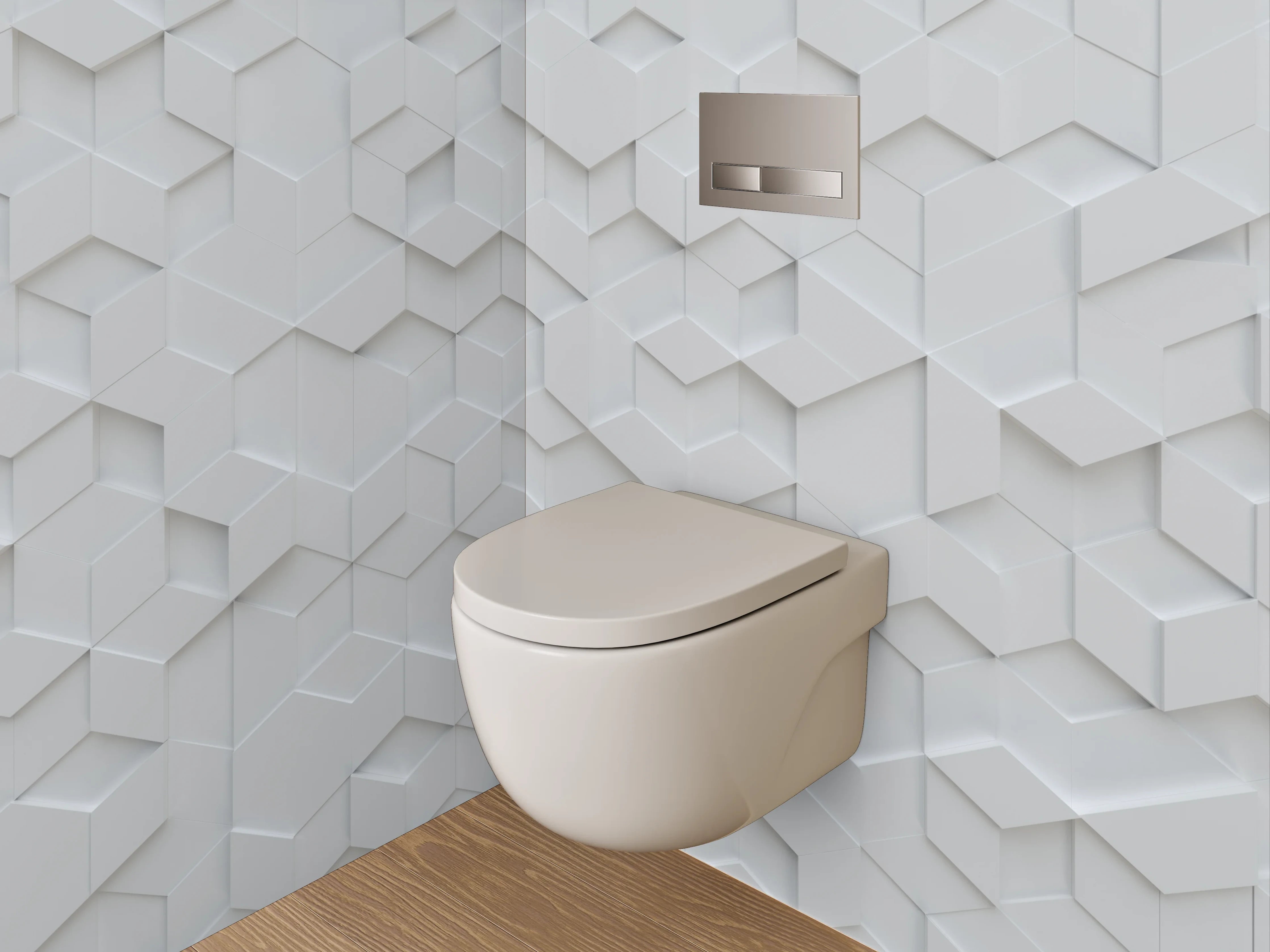 WC-Rückwand - Geometrische weiße 3D Muster-Fliesen