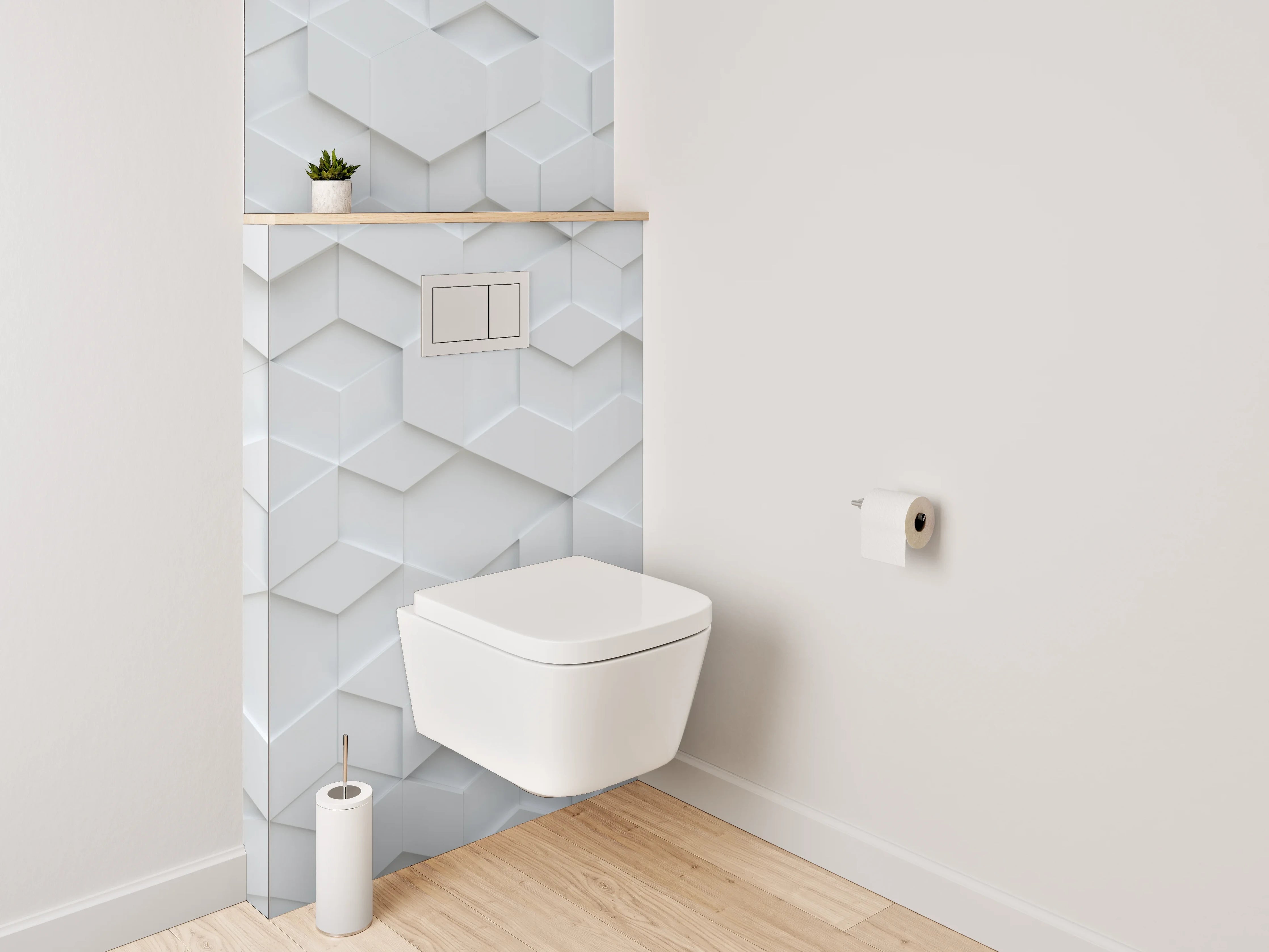 WC-Rückwand - Geometrische weiße 3D Muster-Fliesen