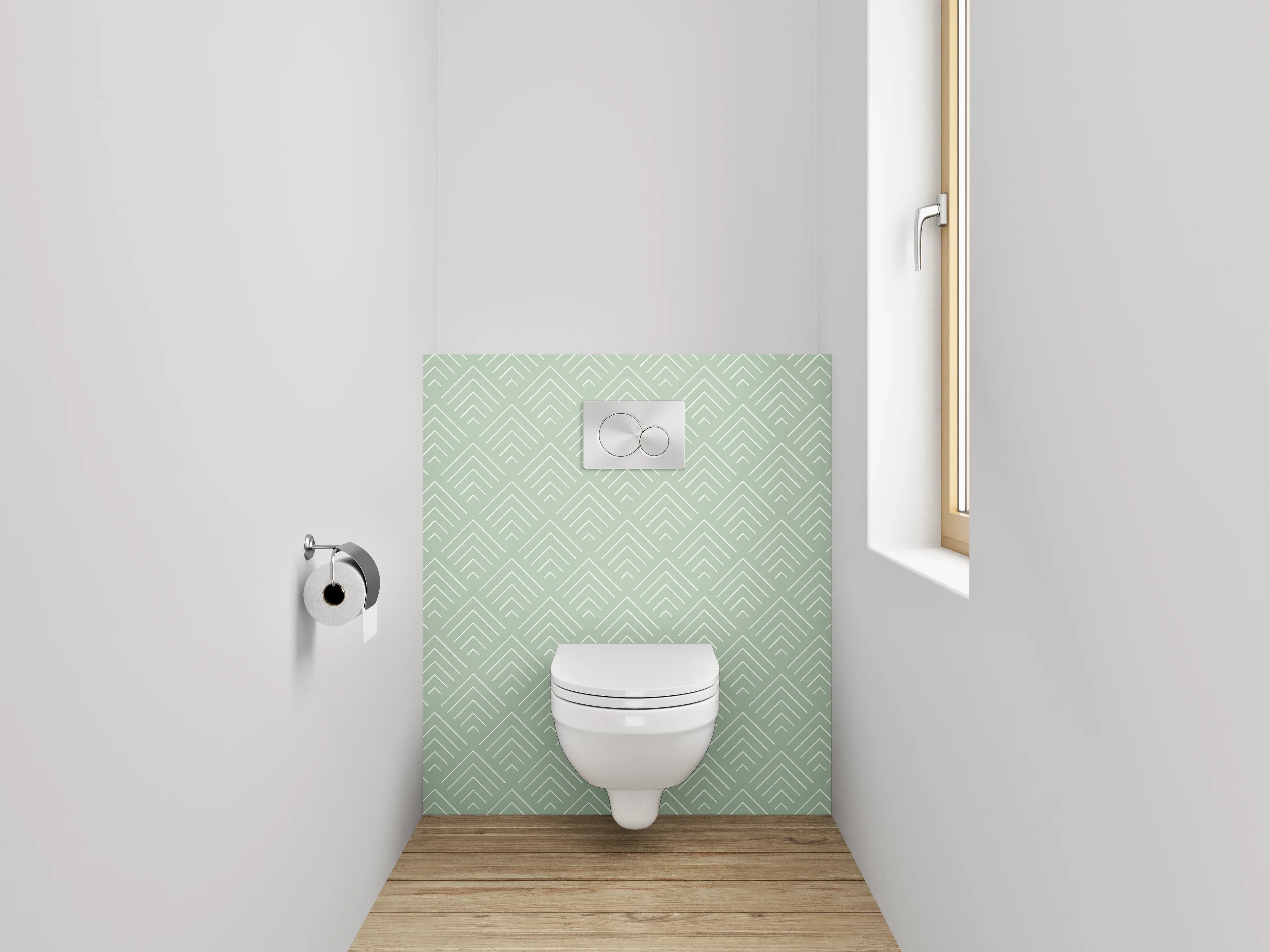 WC-Rückwand - Geometrisches Art Deco Muster Mintgrün