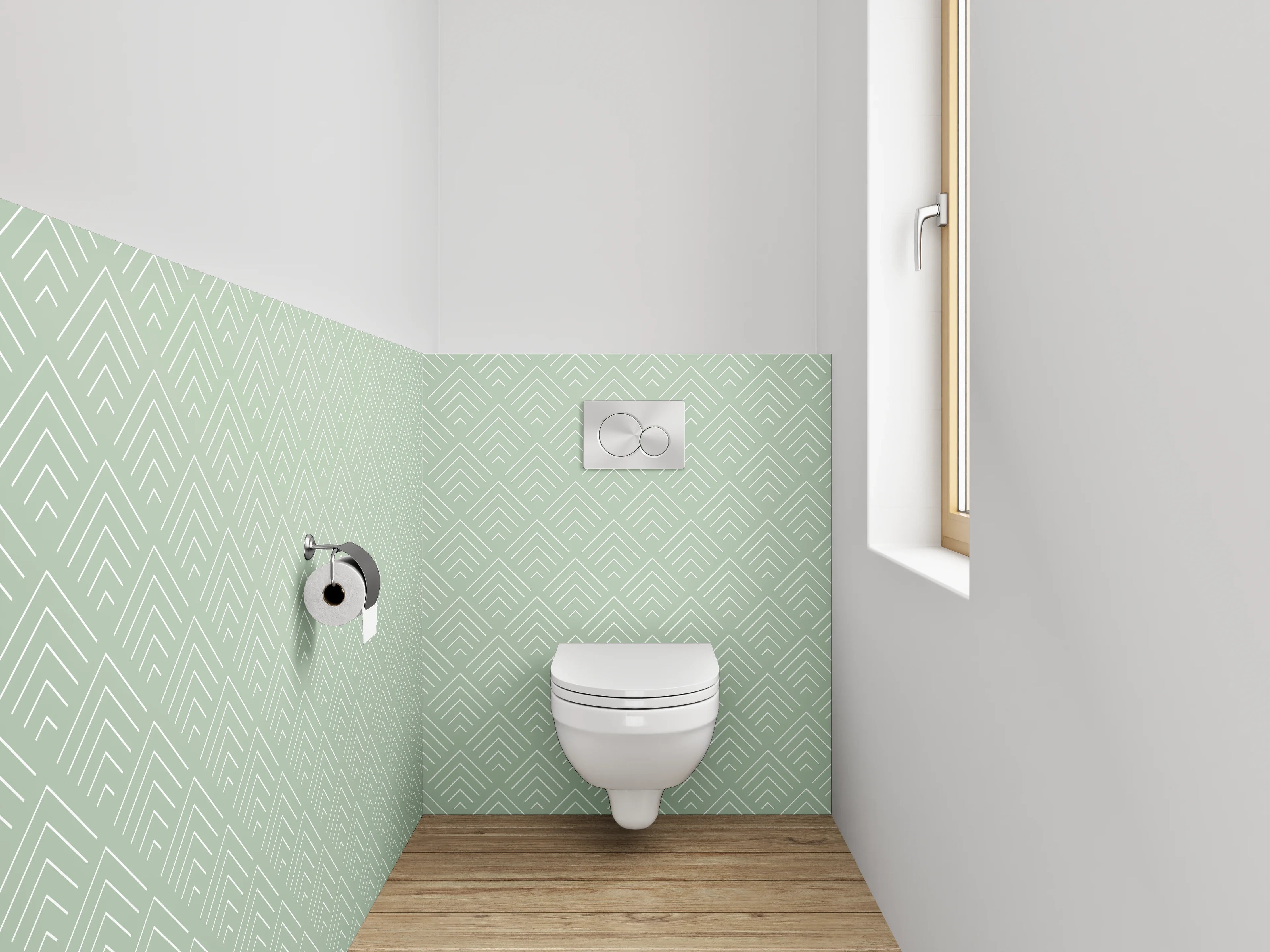 WC-Rückwand - Geometrisches Art Deco Muster Mintgrün