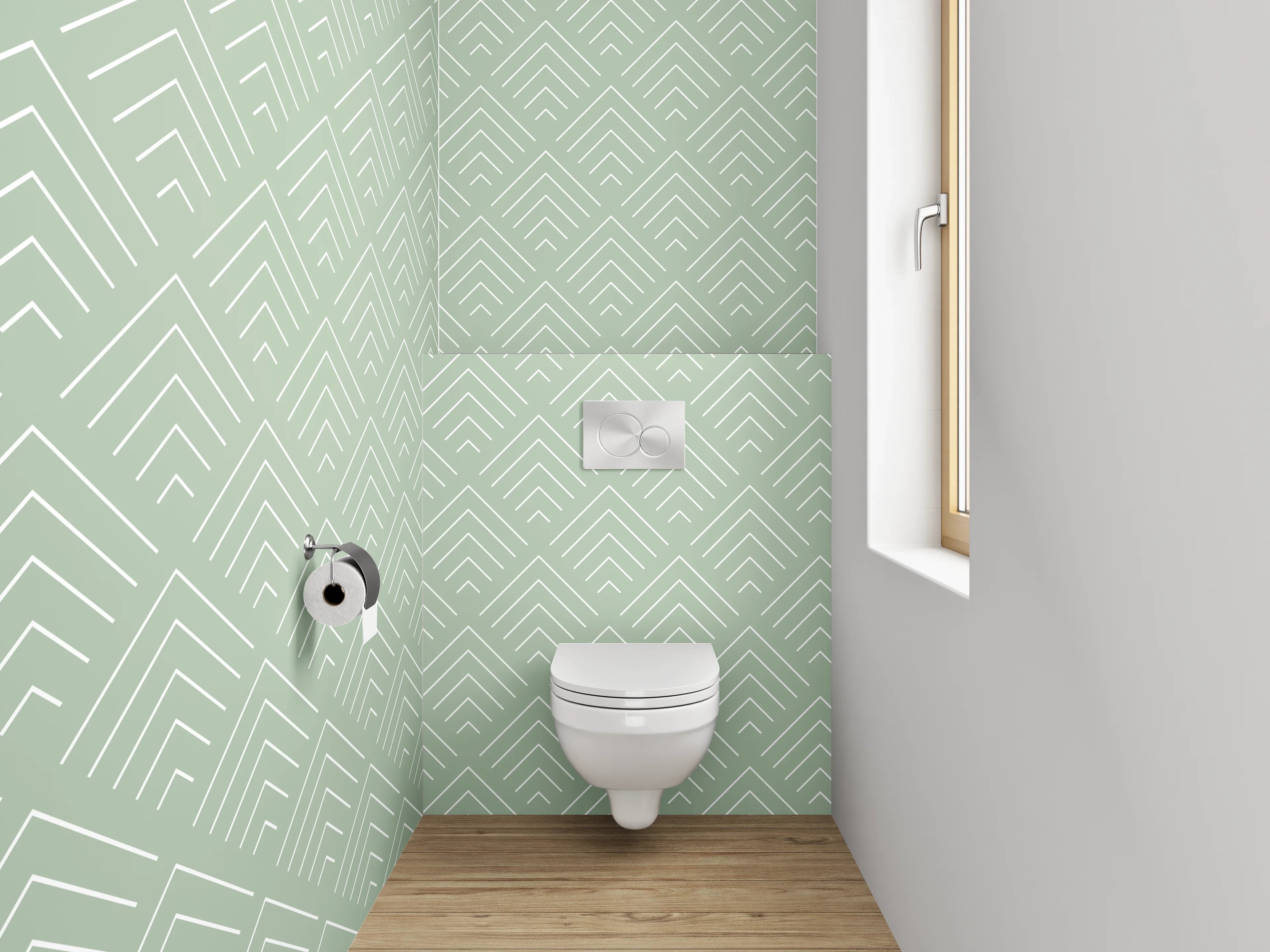 WC-Rückwand - Geometrisches Art Deco Muster Mintgrün
