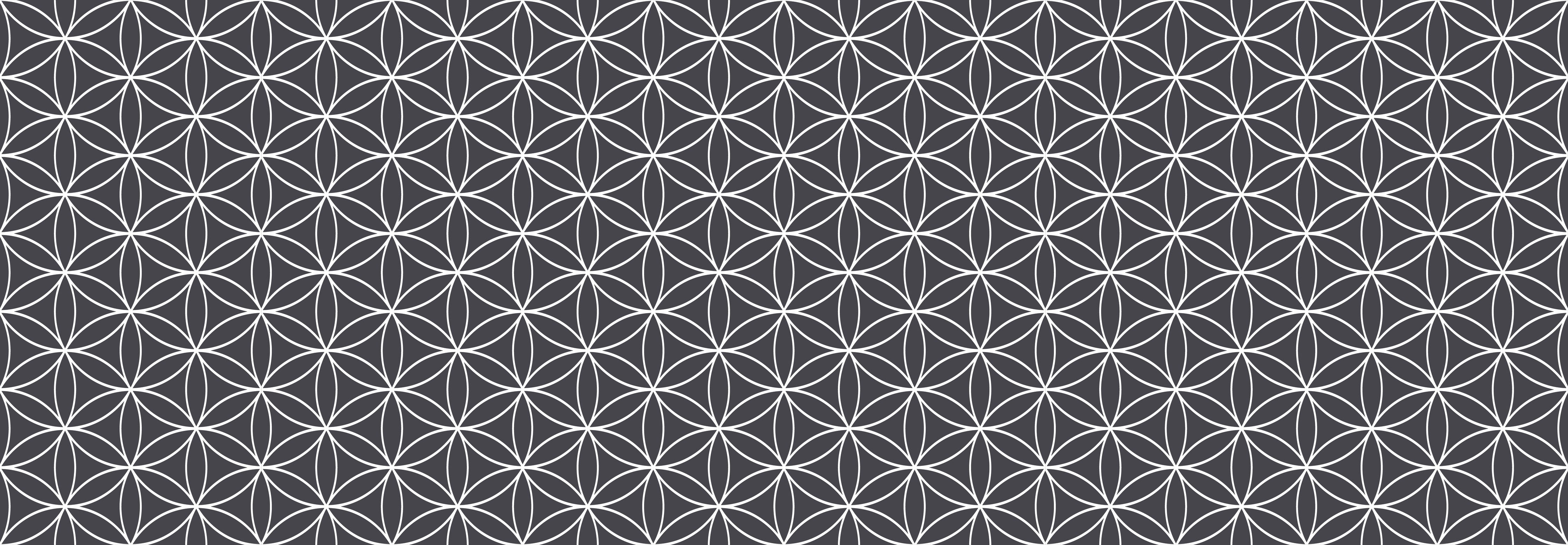 WC-Rückwand-Geometrisches Blütenmuster Schwarz-Weiß