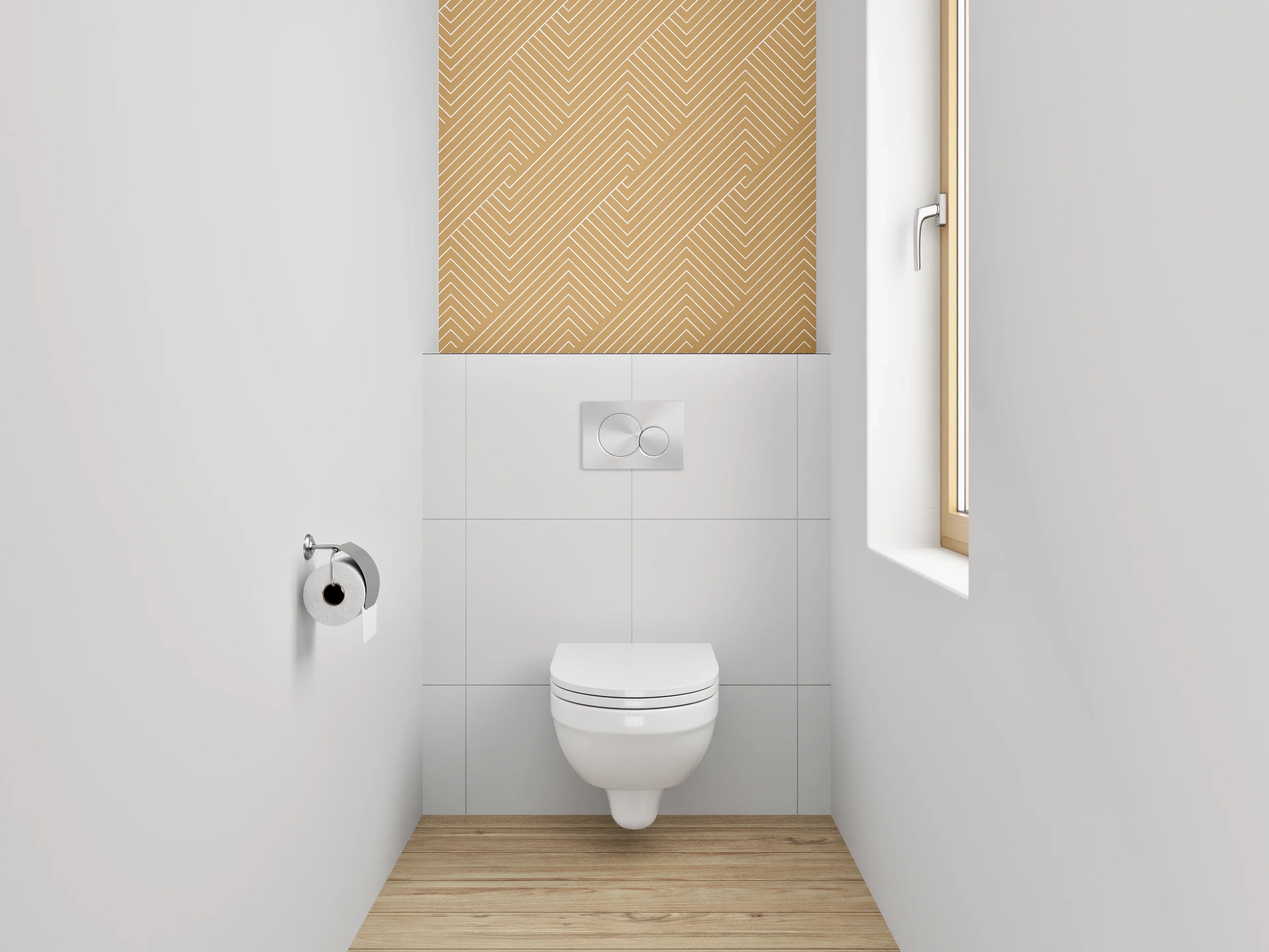 WC-Rückwand - Geometrisches Linienmuster Beige Modern