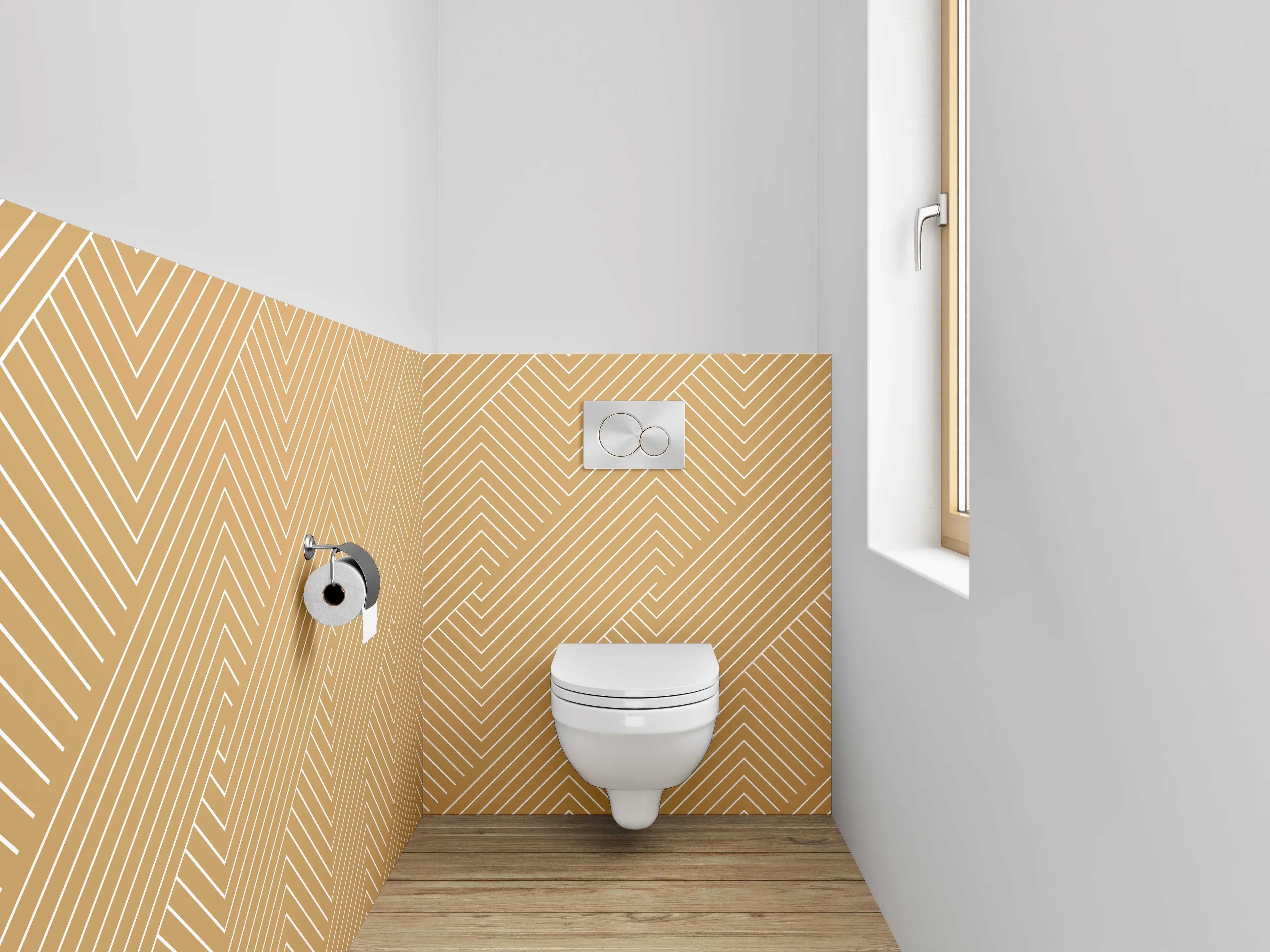 WC-Rückwand - Geometrisches Linienmuster Beige Modern