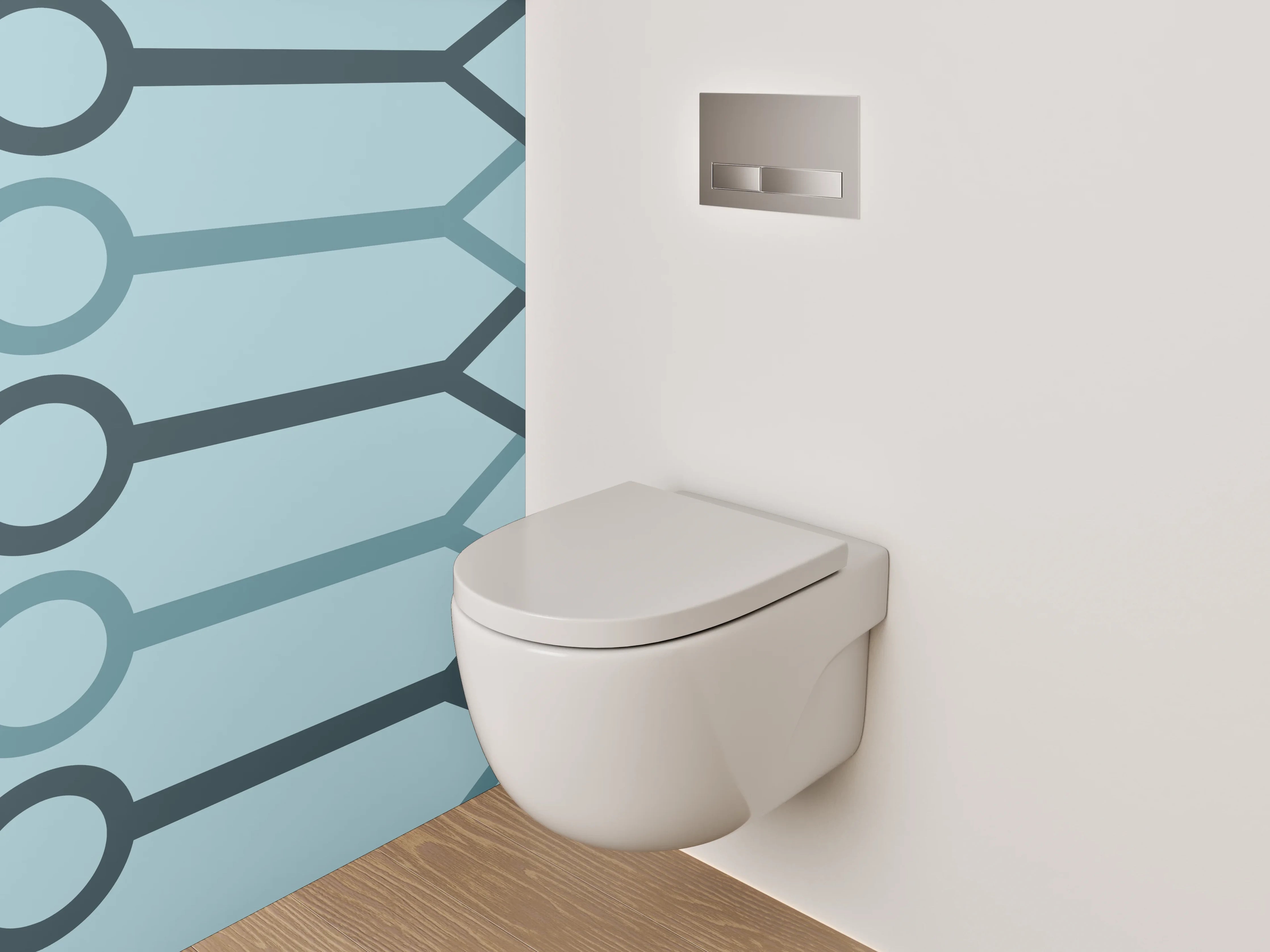WC-Rückwand - Geometrisches Linienmuster Blau Modern