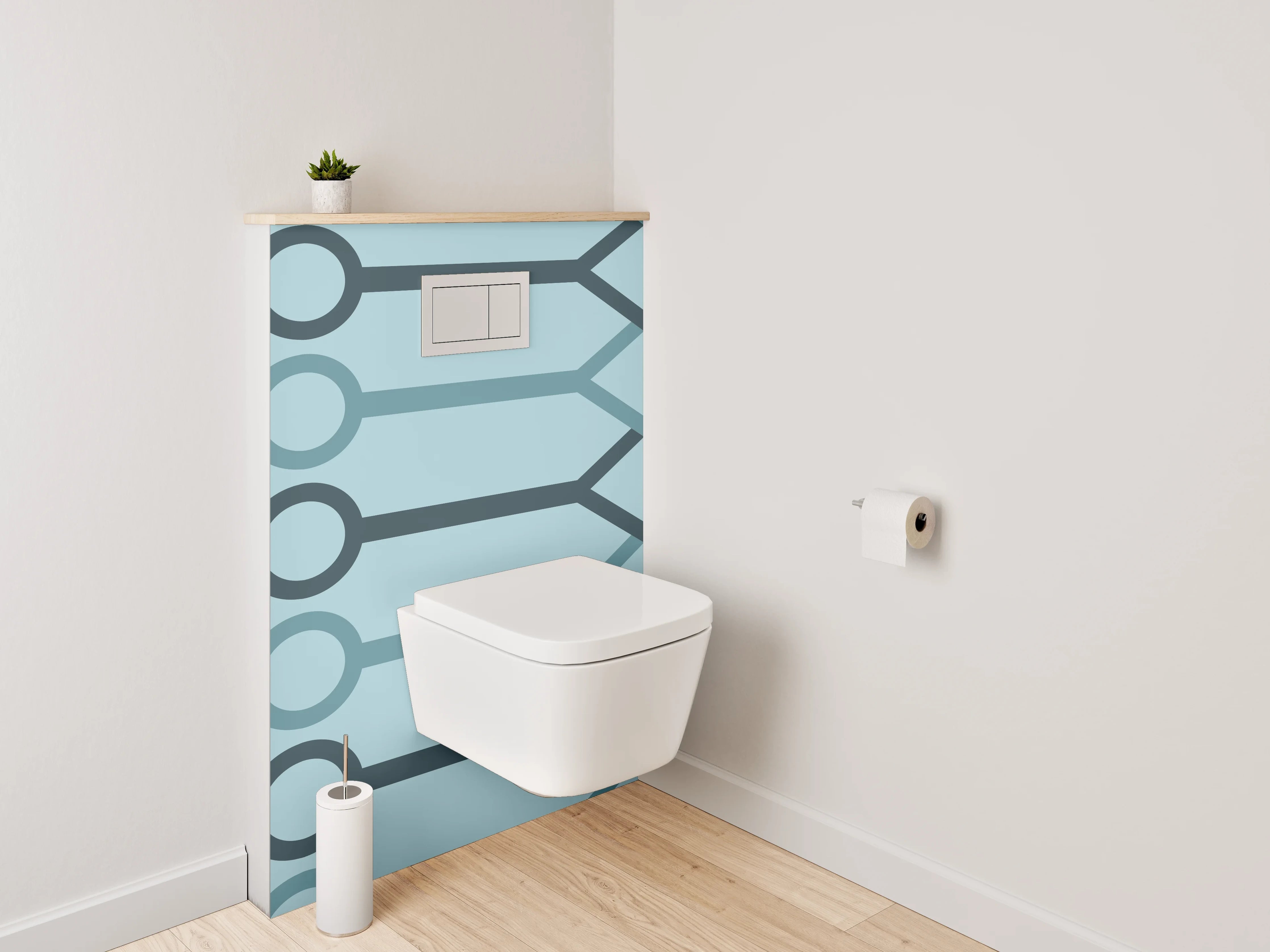 WC-Rückwand - Geometrisches Linienmuster Blau Modern
