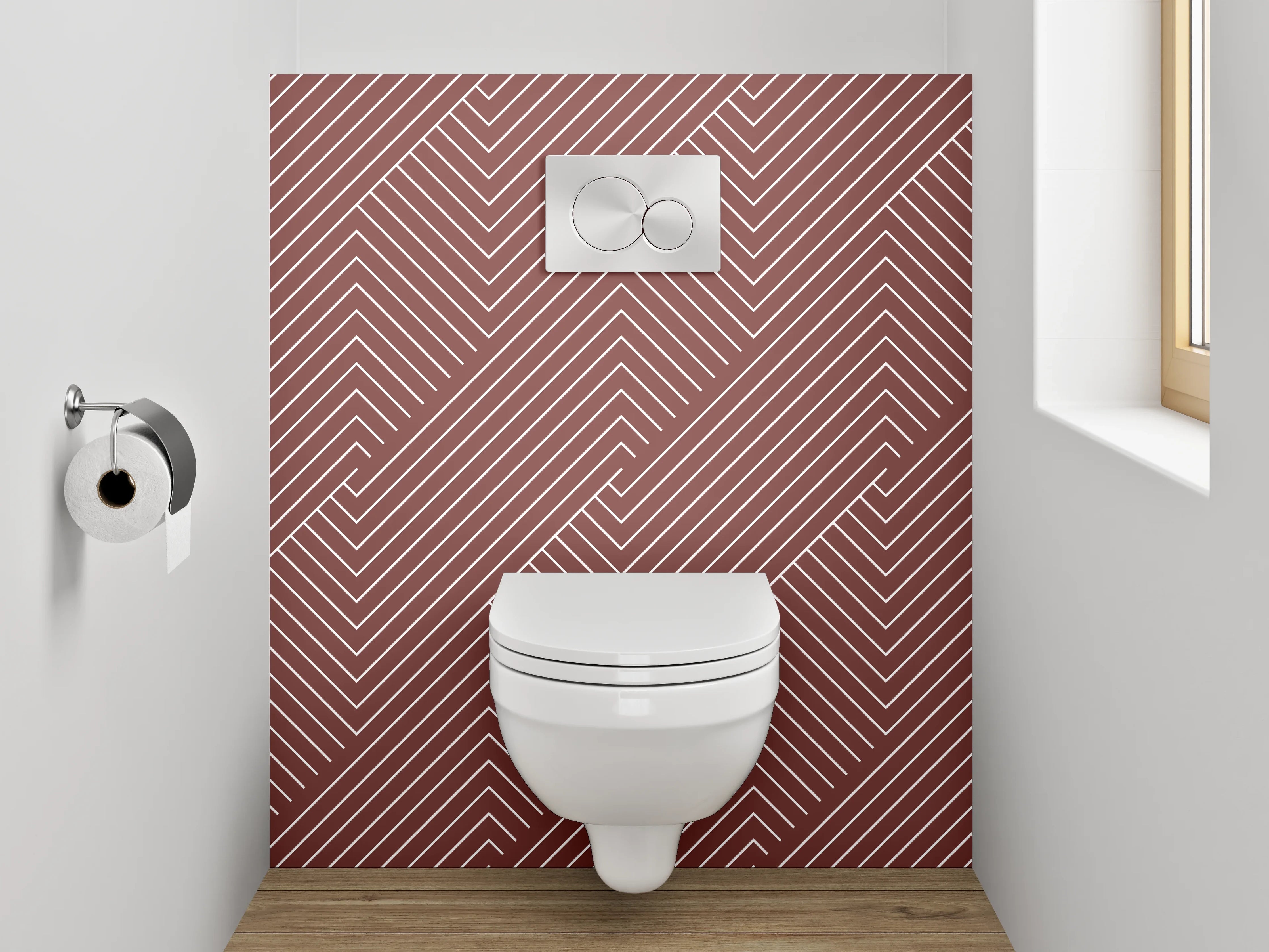 WC-Rückwand - Geometrisches Linienmuster Modern Rot