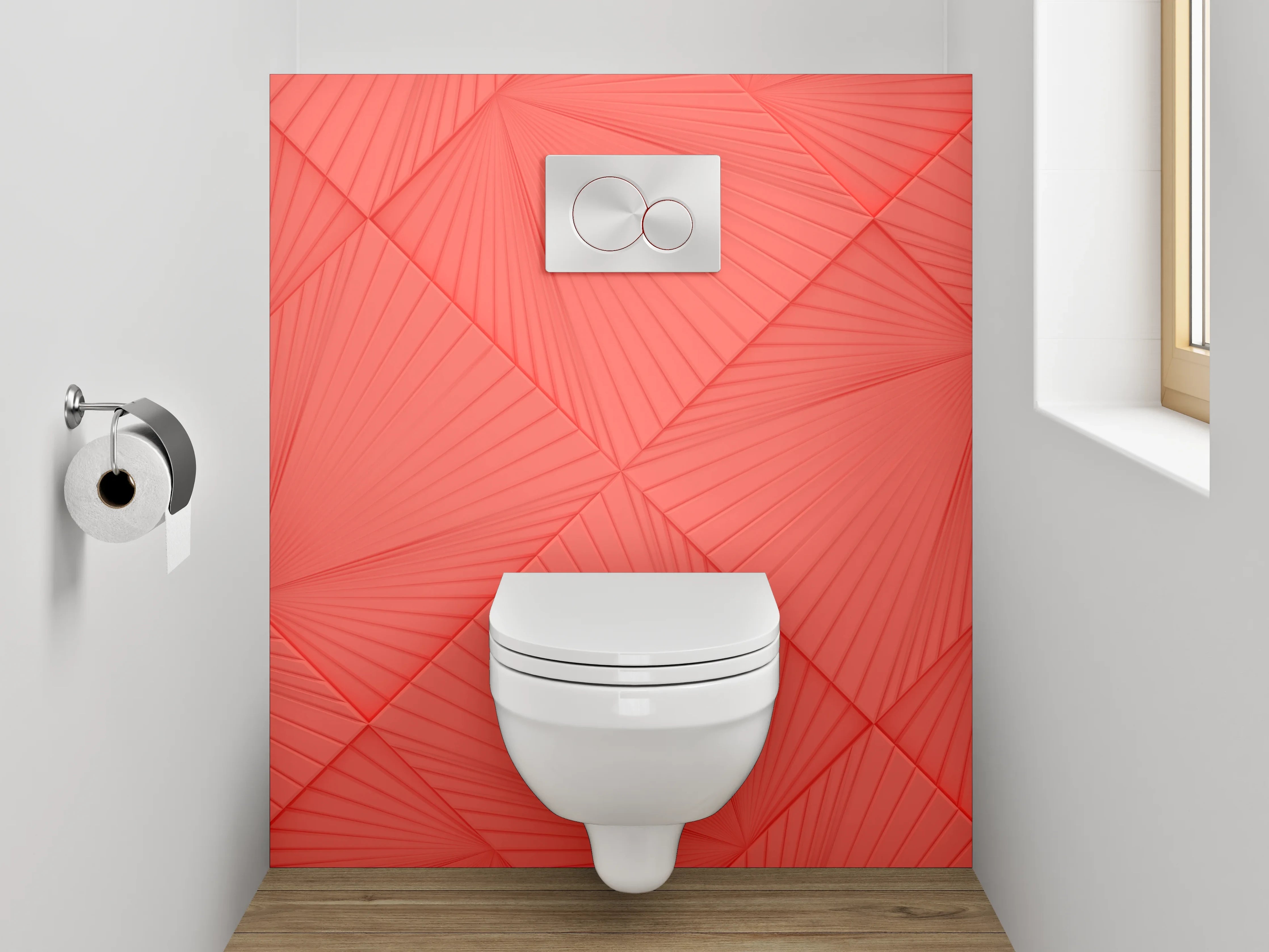 WC-Rückwand - Geometrisches Linienmuster Rot Abstrakt