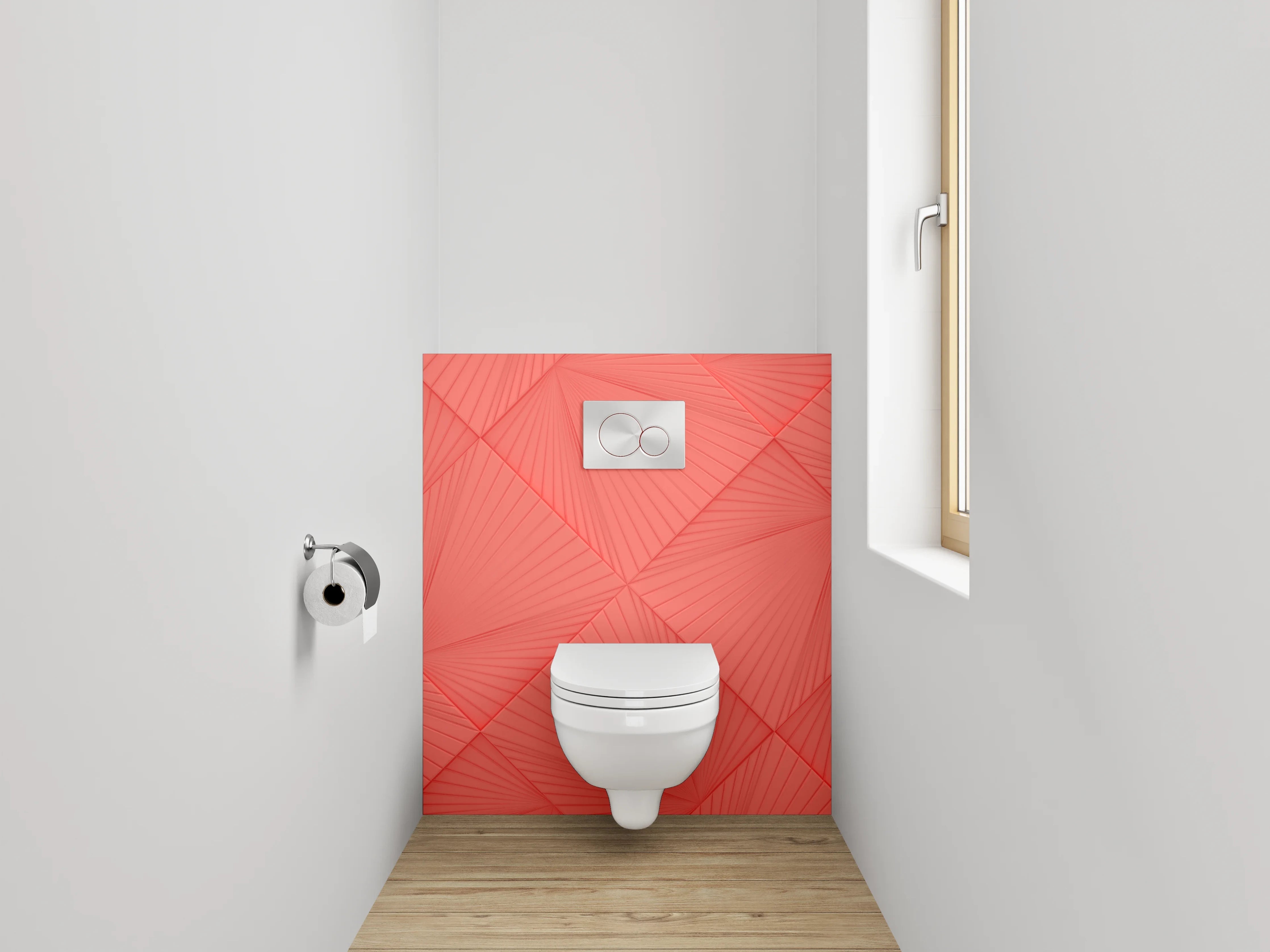 WC-Rückwand - Geometrisches Linienmuster Rot Abstrakt