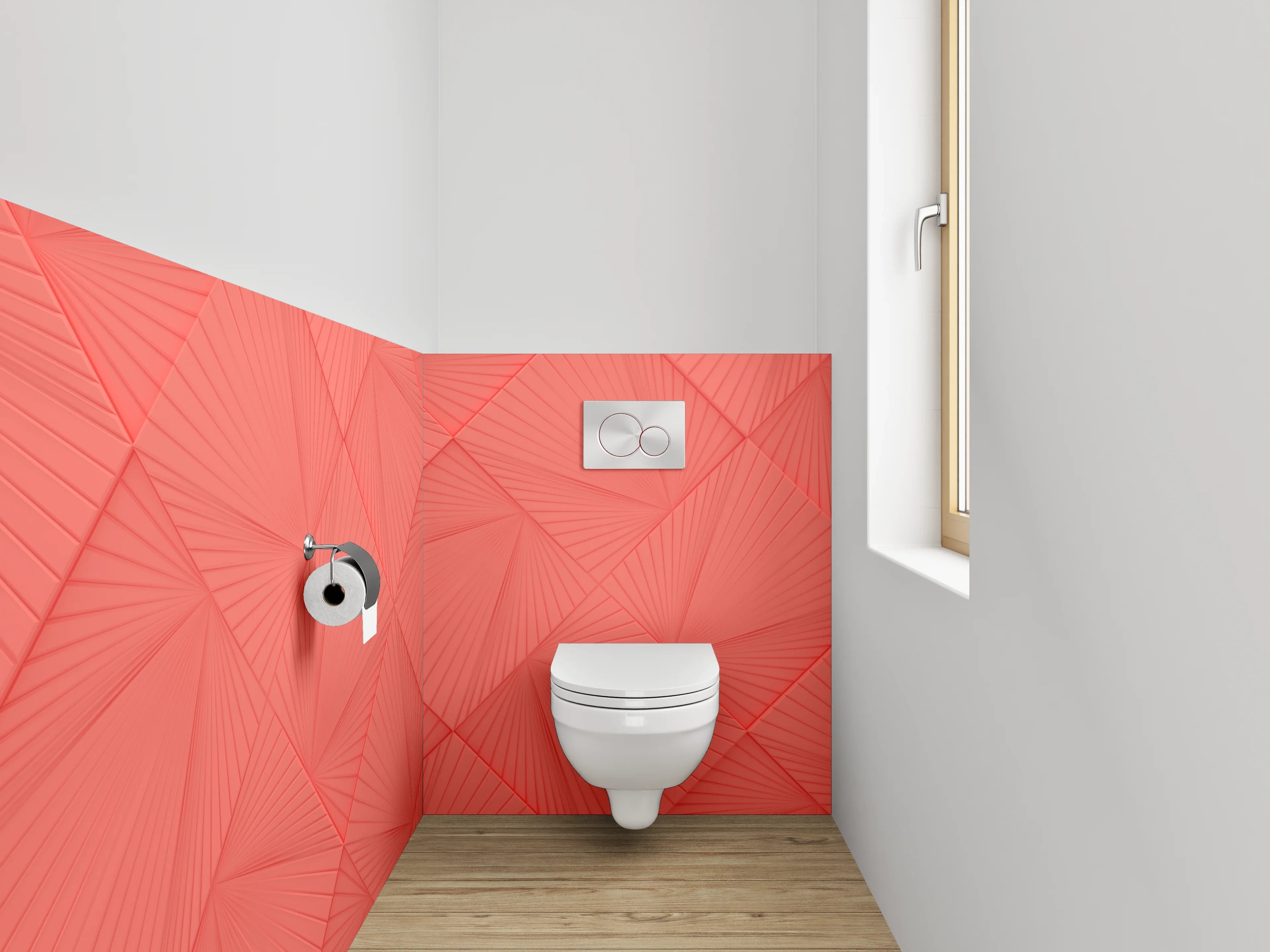 WC-Rückwand - Geometrisches Linienmuster Rot Abstrakt