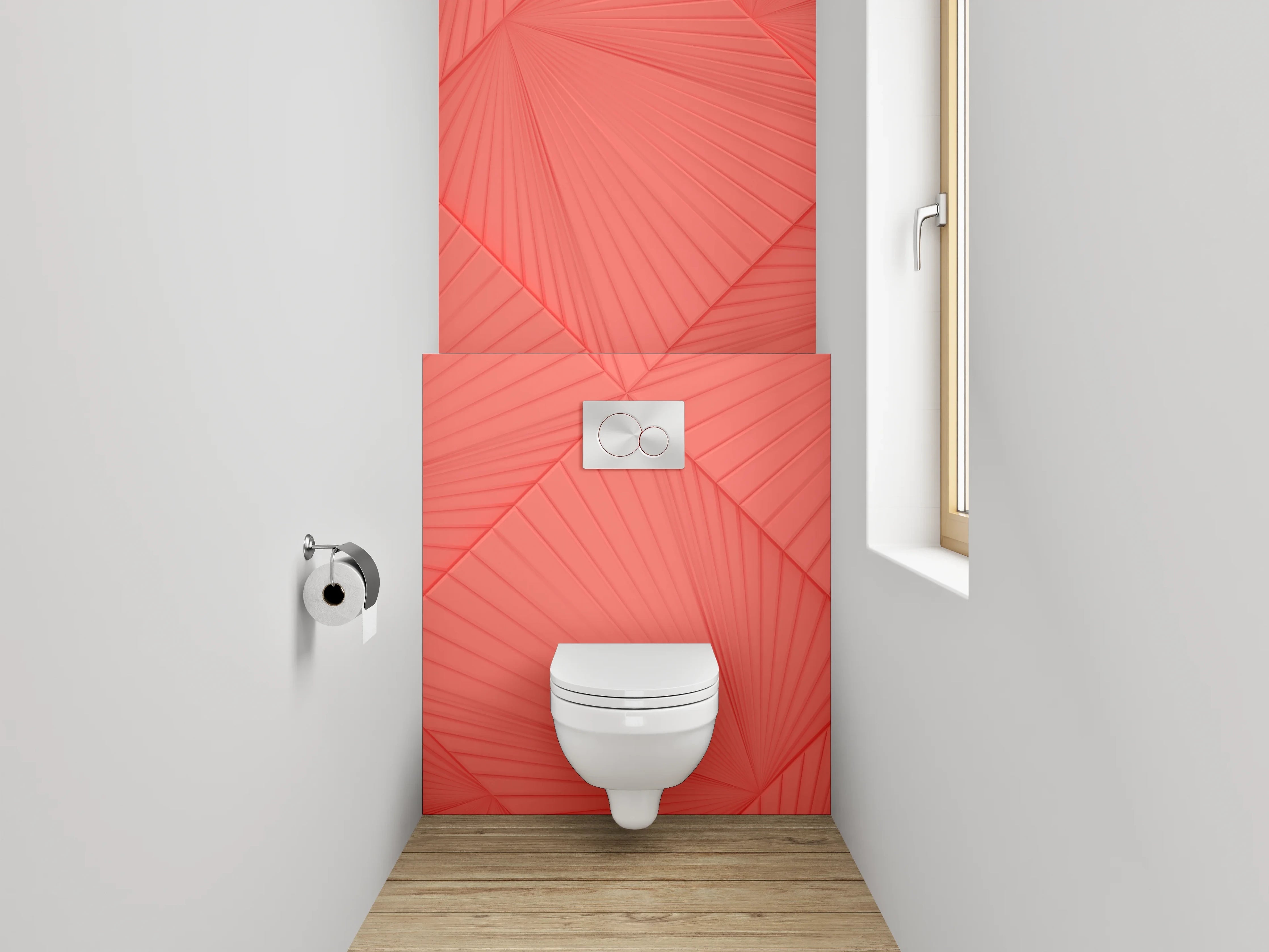 WC-Rückwand - Geometrisches Linienmuster Rot Abstrakt