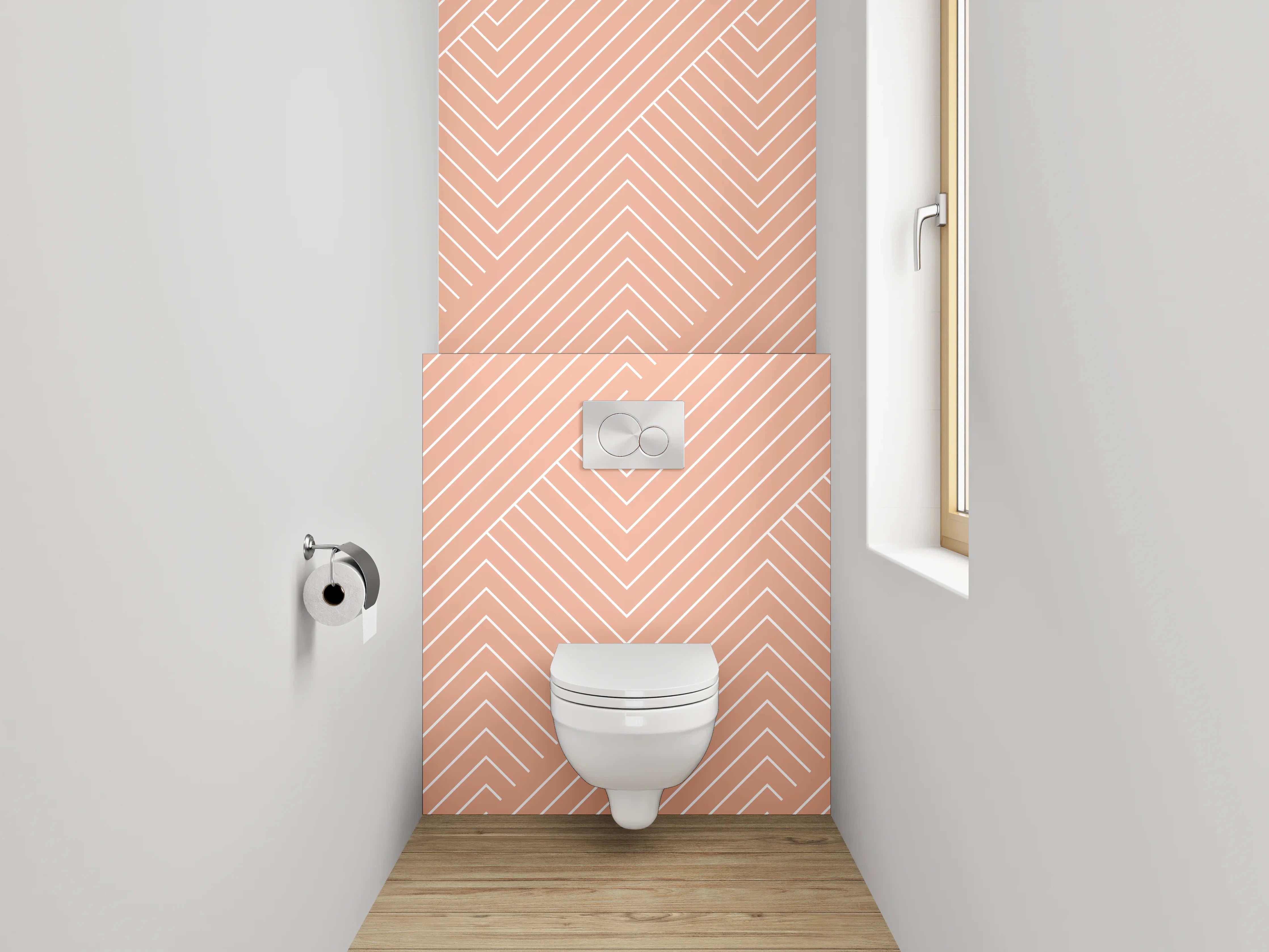 WC-Rückwand - Geometrisches Linienmuster in Beige