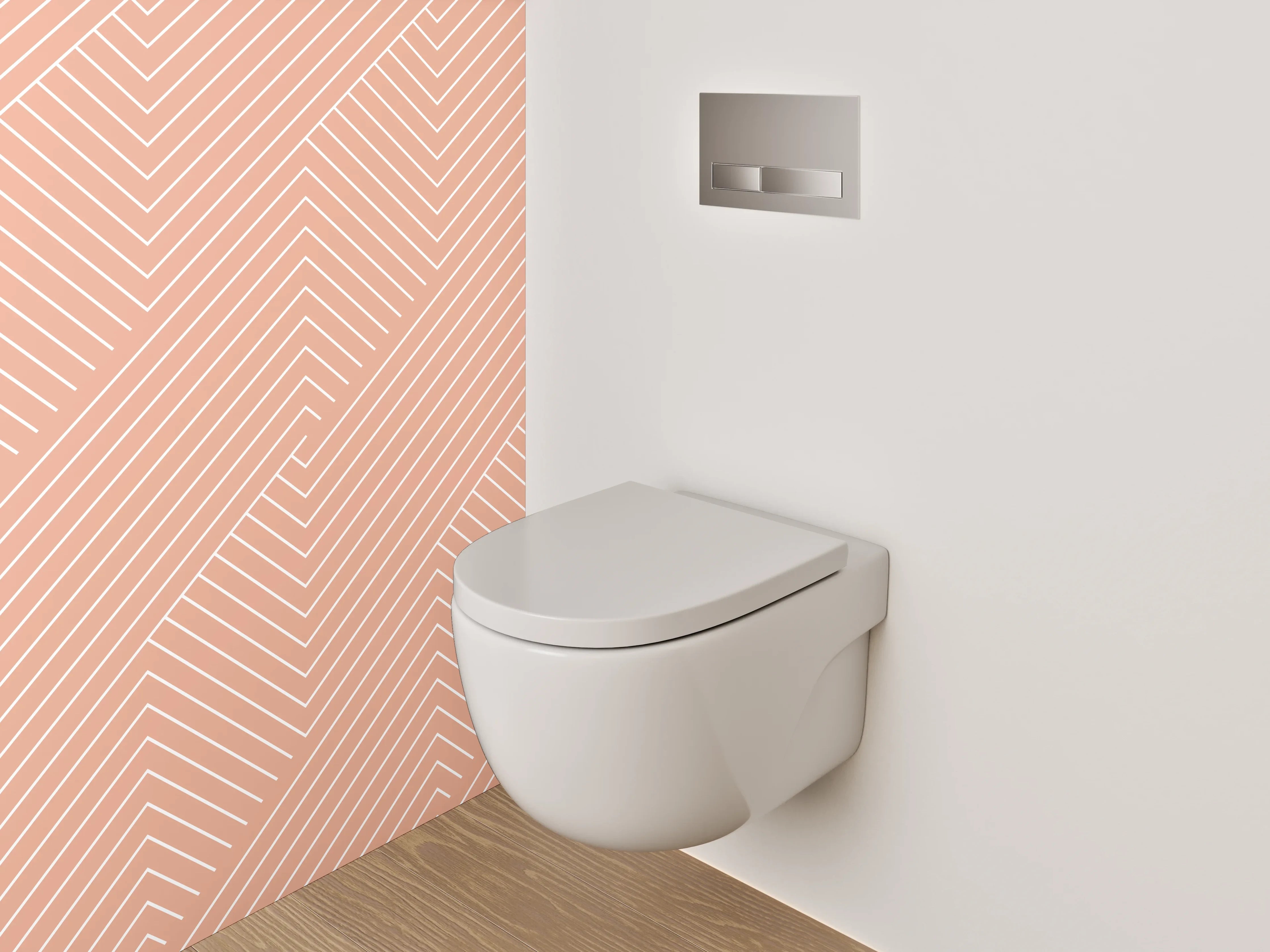 WC-Rückwand - Geometrisches Linienmuster in Beige