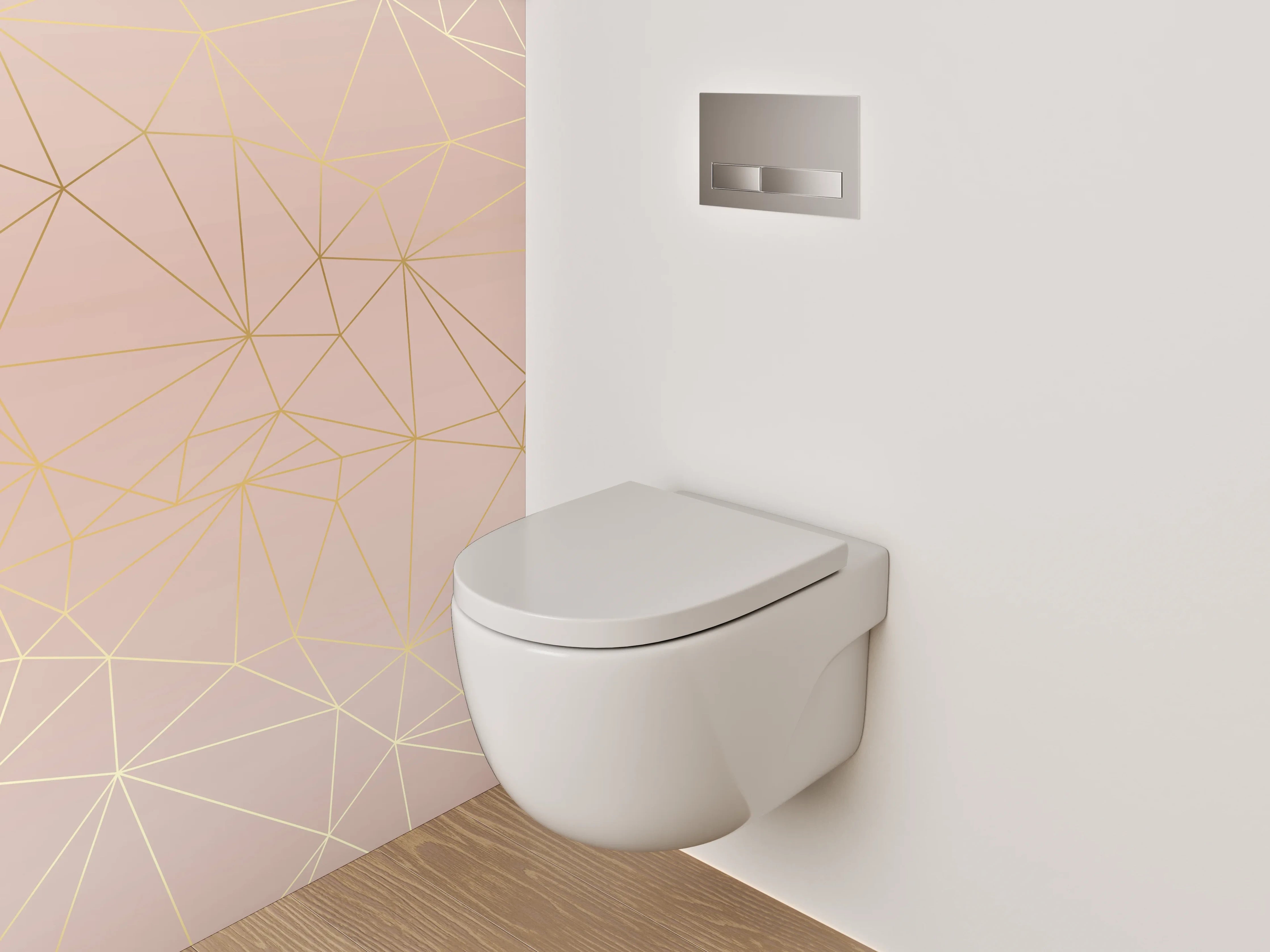 WC-Rückwand - Geometrisches Linienmuster in Rosé-Gold
