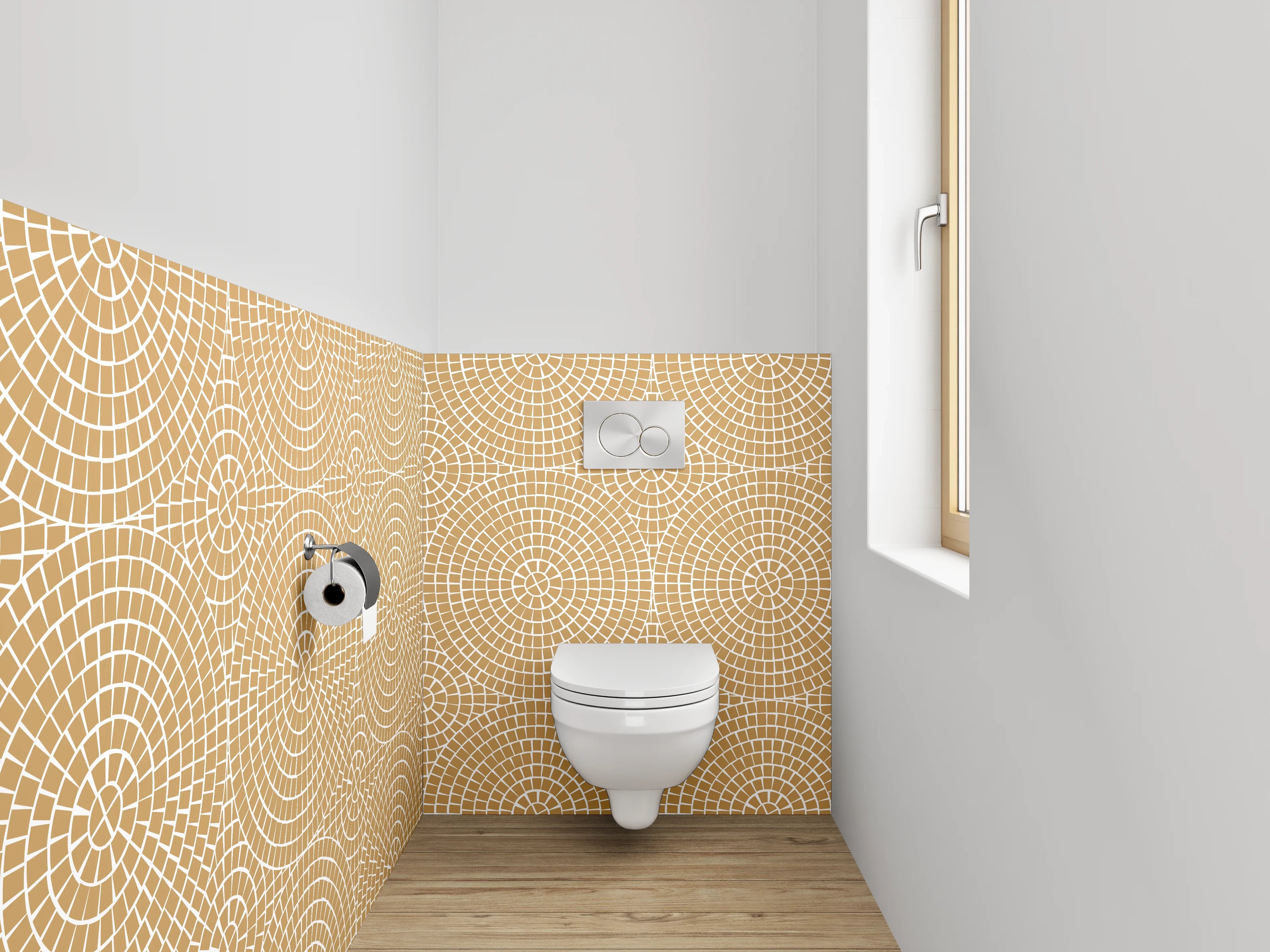 WC-Rückwand - Geometrisches Mosaik Muster Beige