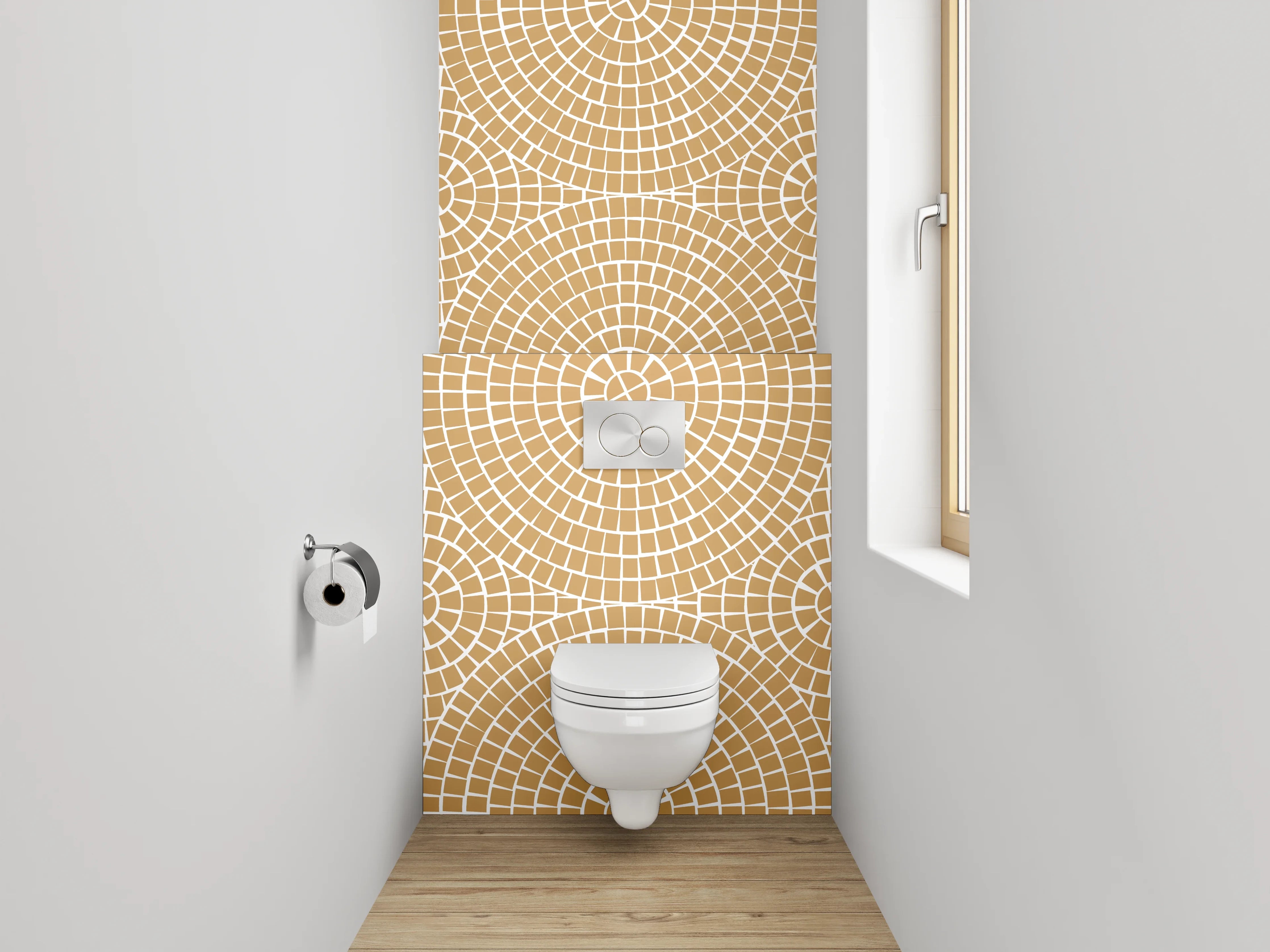 WC-Rückwand - Geometrisches Mosaik Muster Beige