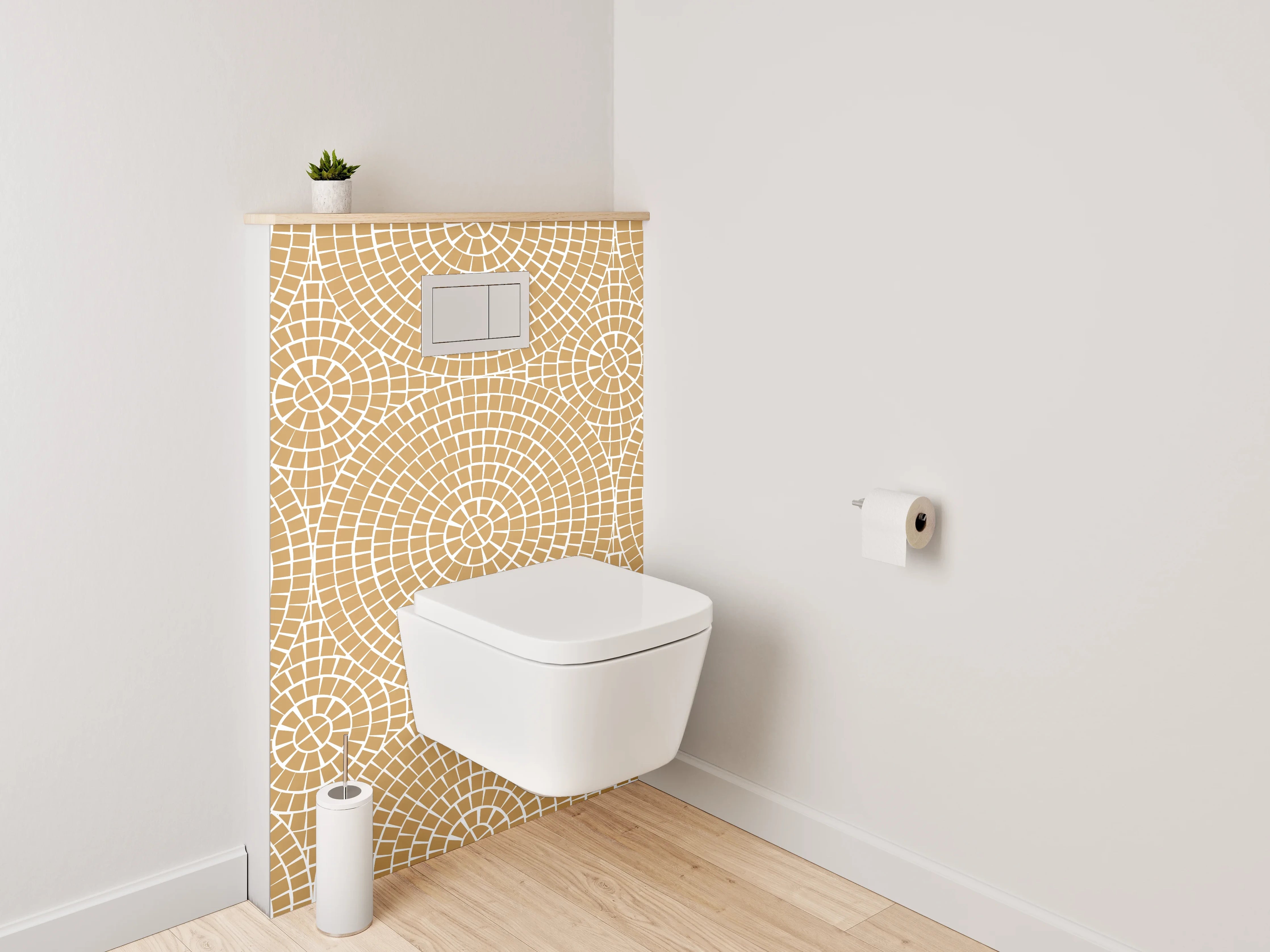 WC-Rückwand - Geometrisches Mosaik Muster Beige