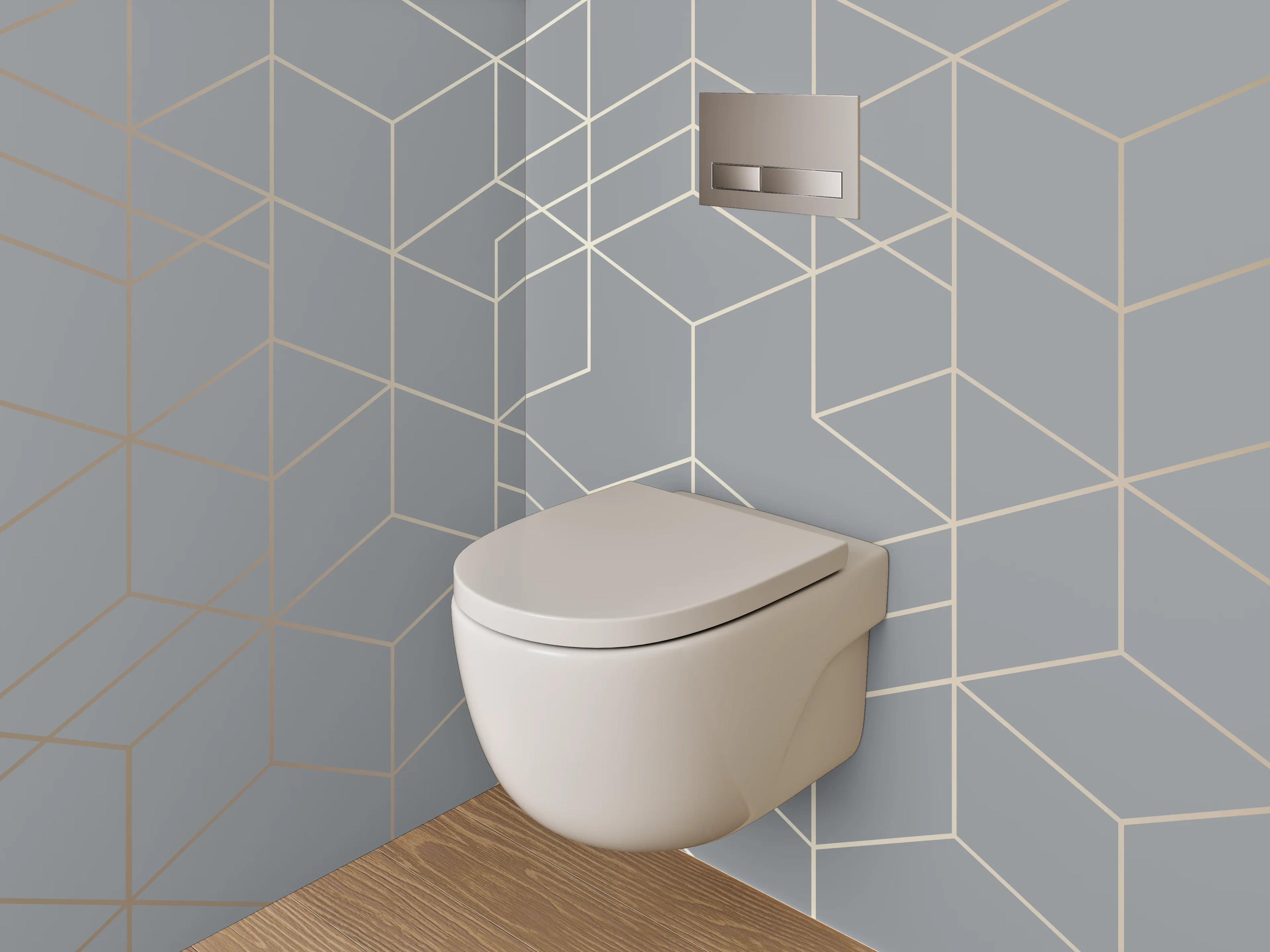 WC-Rückwand - Geometrisches Muster Grau Silber Minimalistisch