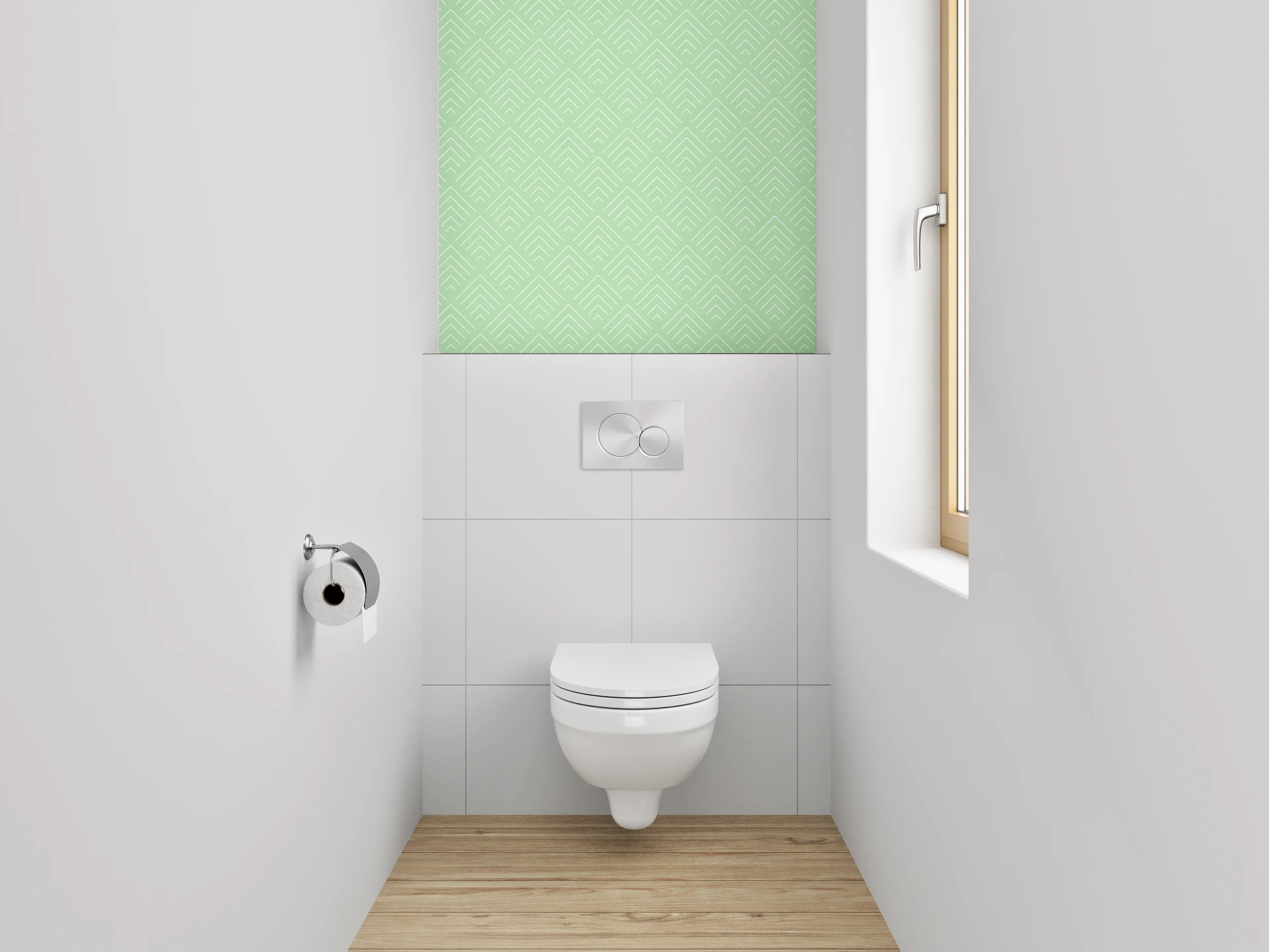 WC-Rückwand - Geometrisches Muster Grün Pastell