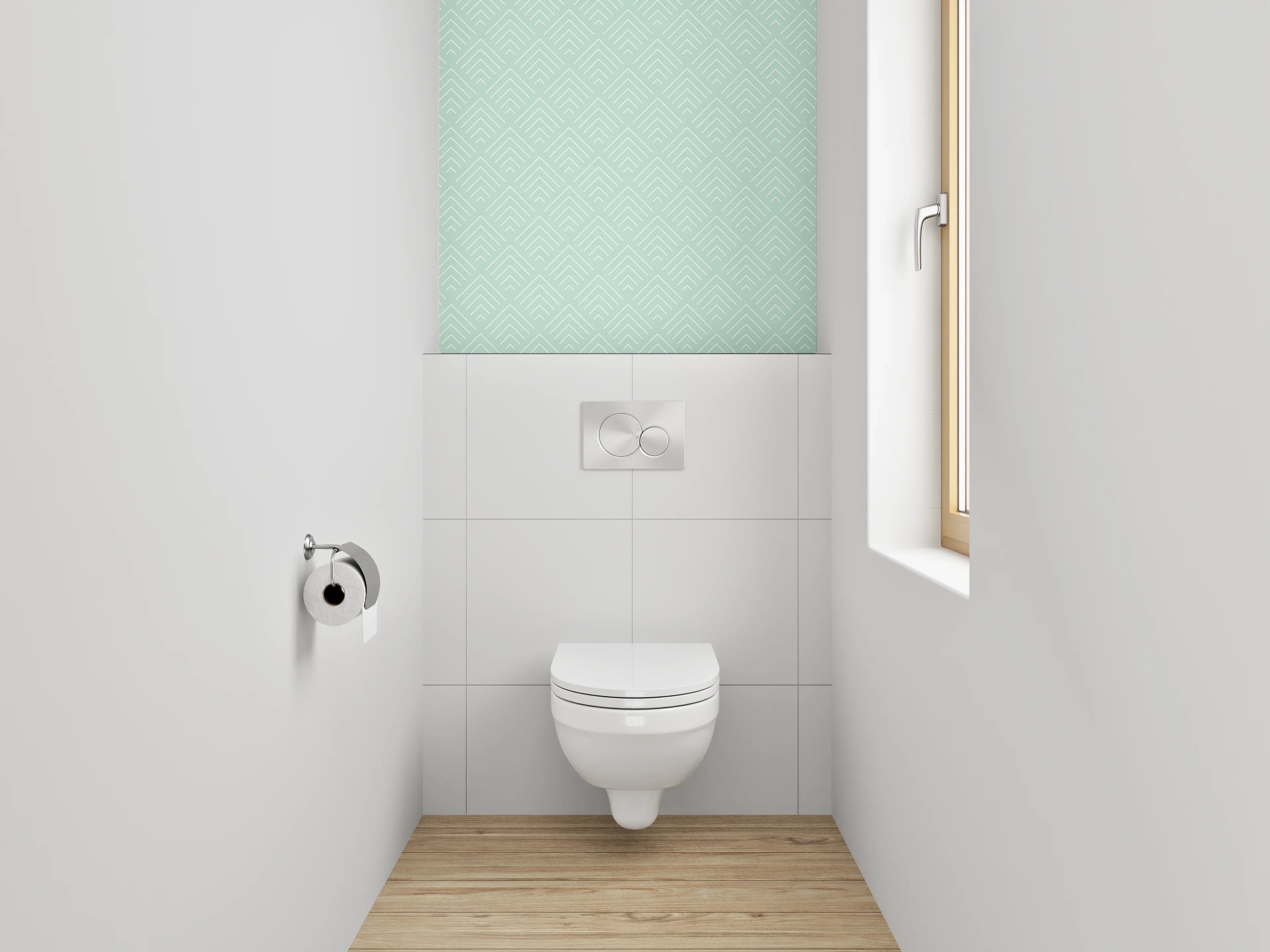 WC-Rückwand - Geometrisches Muster Mintgrün