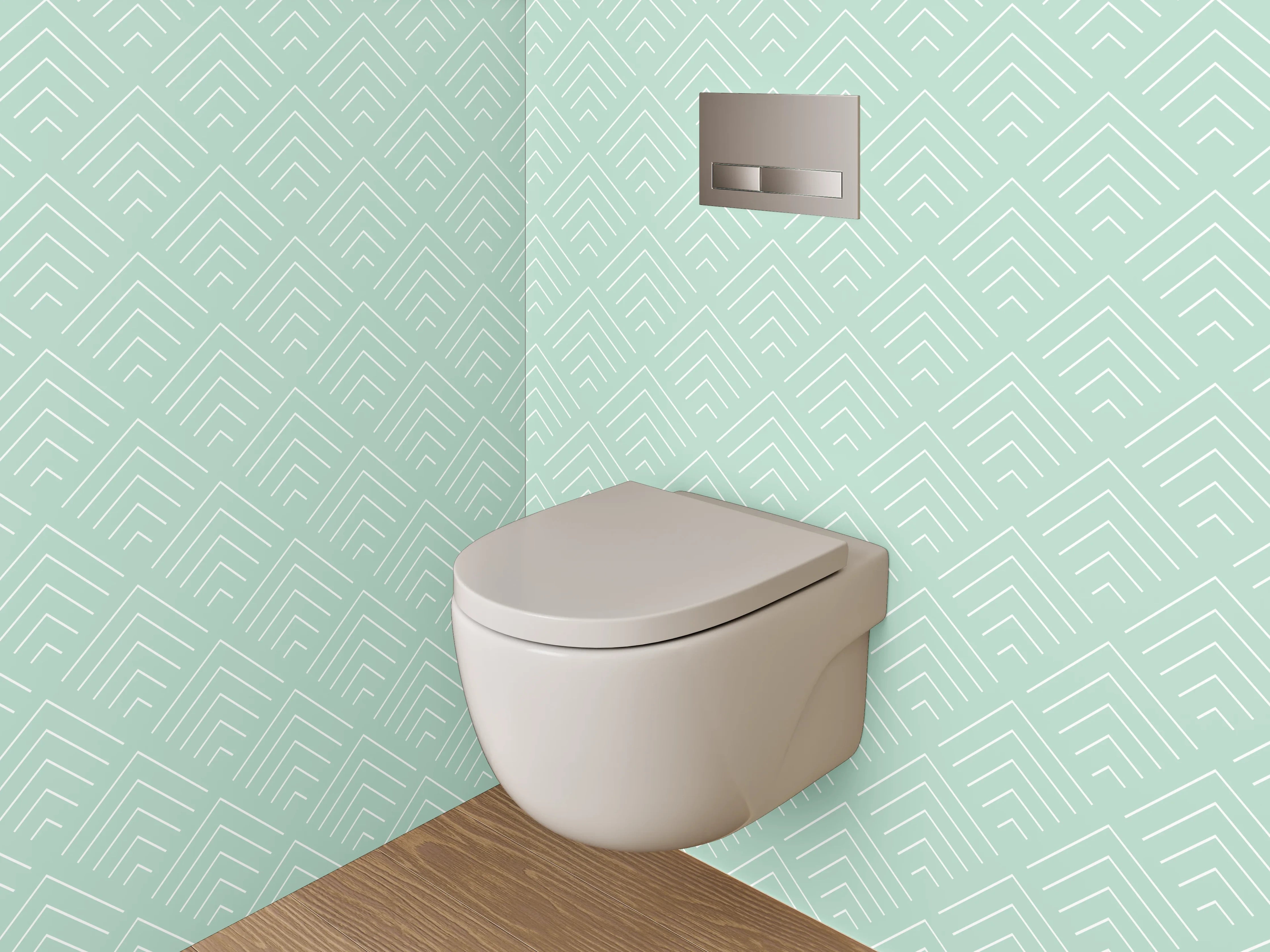 WC-Rückwand - Geometrisches Muster Mintgrün