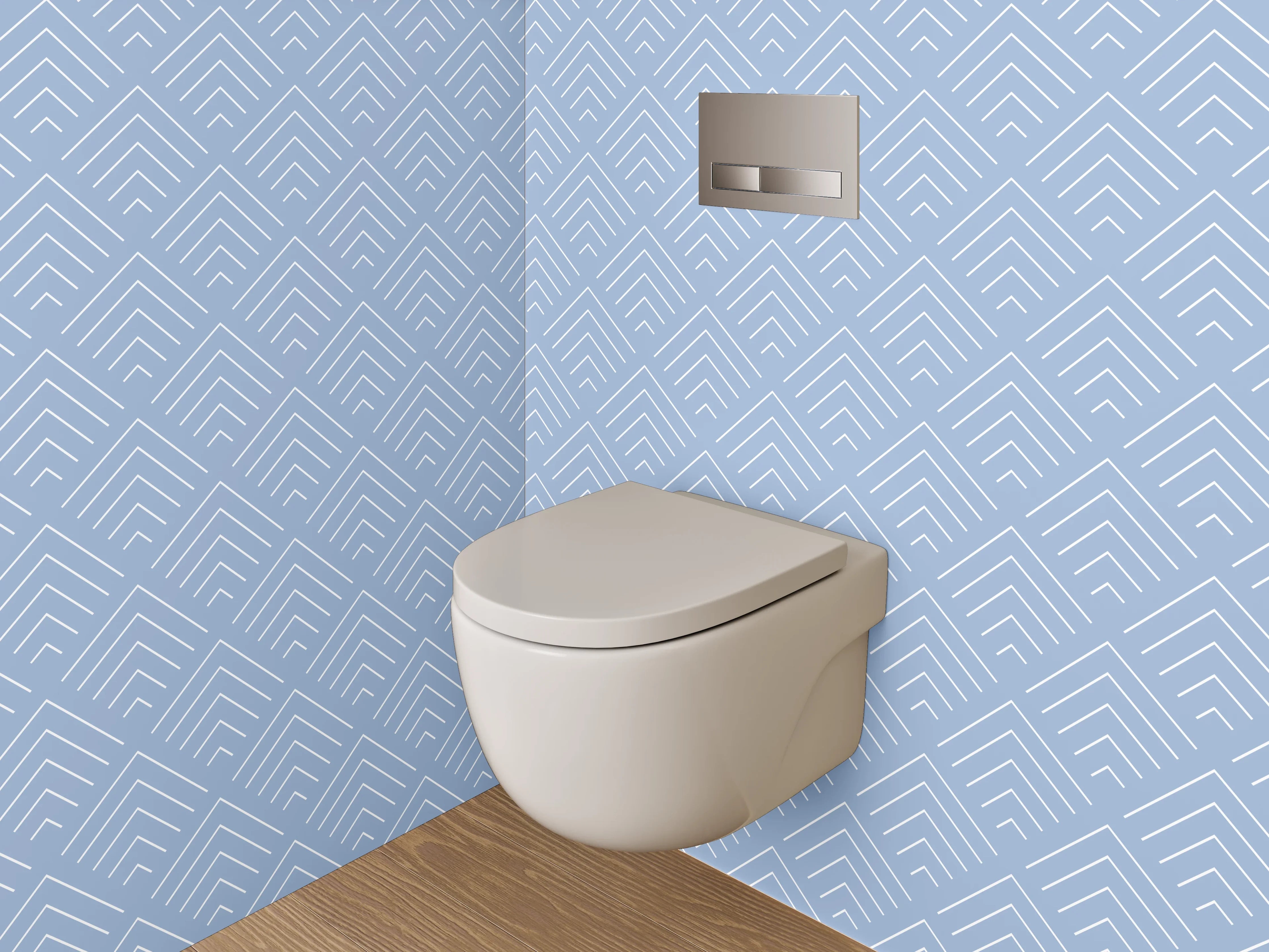 WC-Rückwand - Geometrisches Muster grau-weiß
