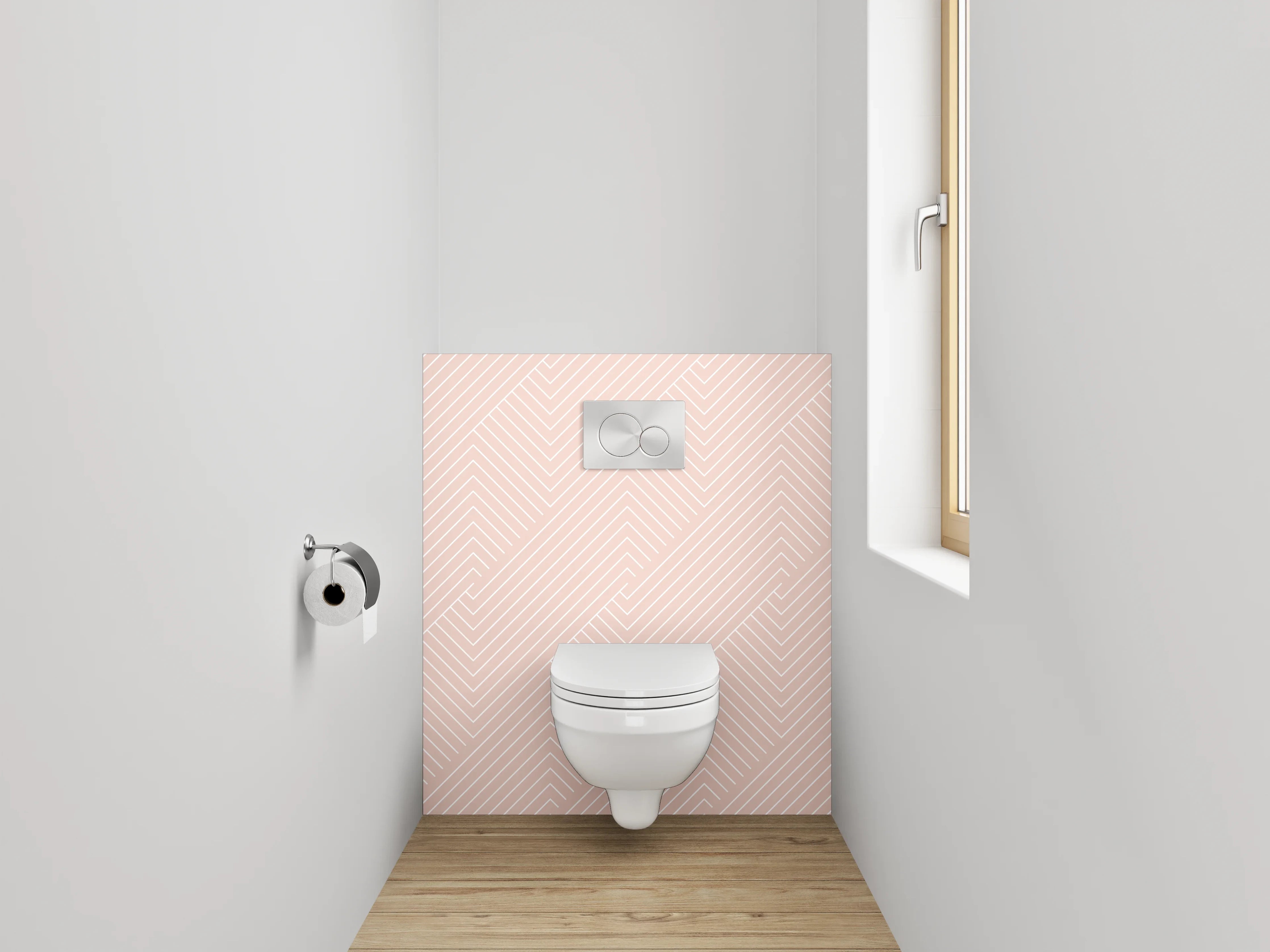 WC-Rückwand - Geometrisches Muster in Beige und Rosa