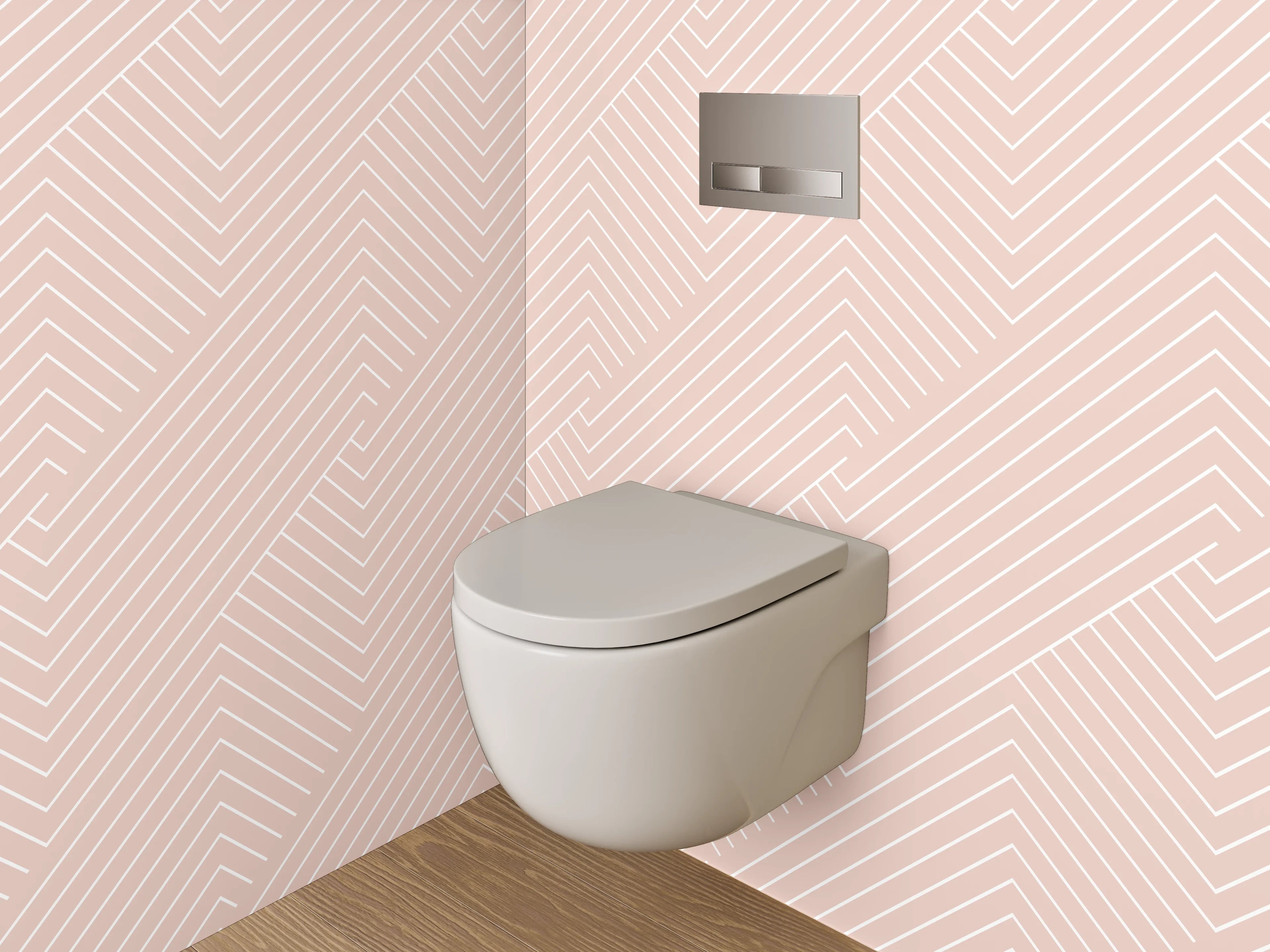WC-Rückwand - Geometrisches Muster in Beige und Rosa