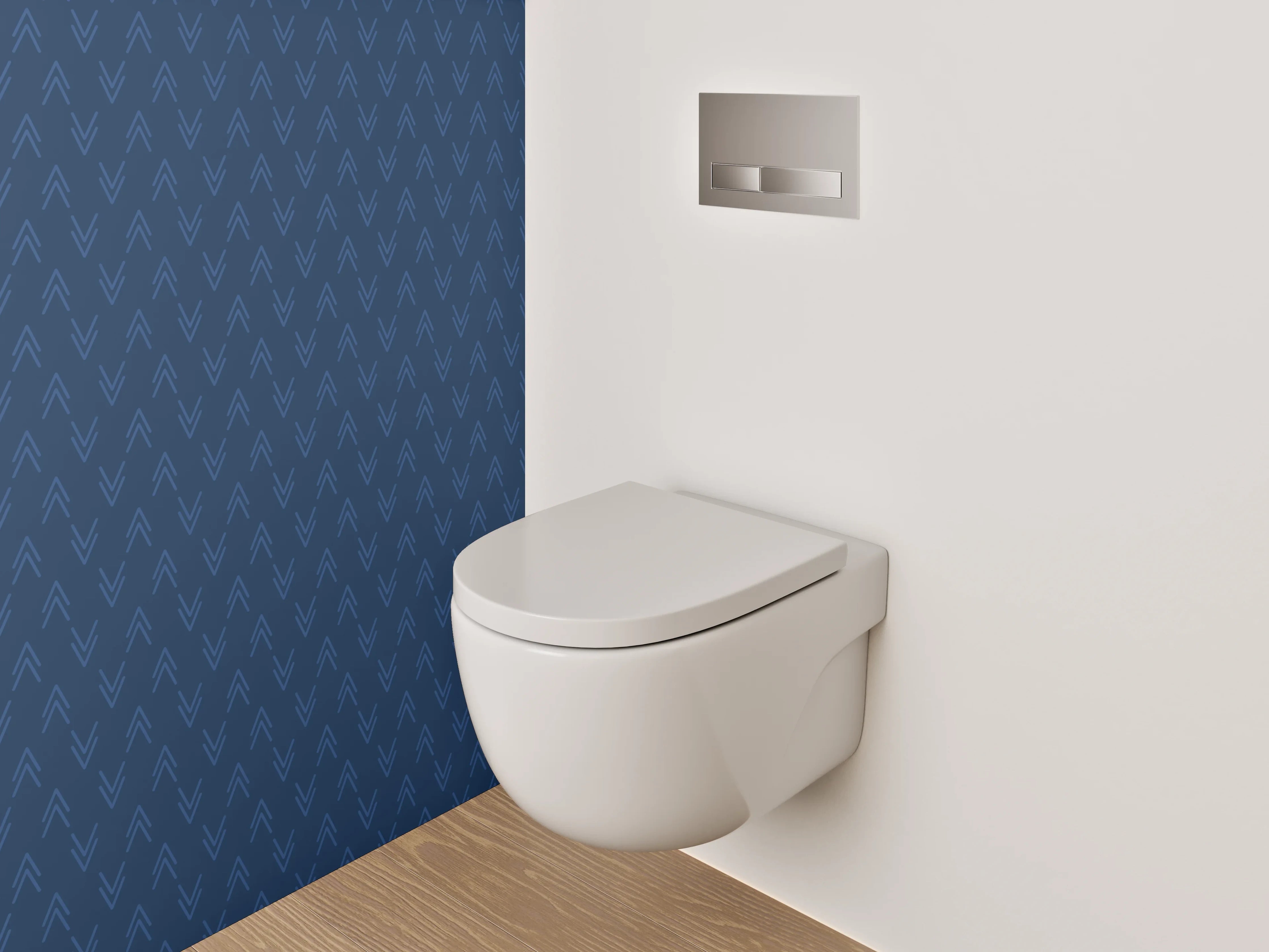 WC-Rückwand - Geometrisches Muster in Dunkelblau