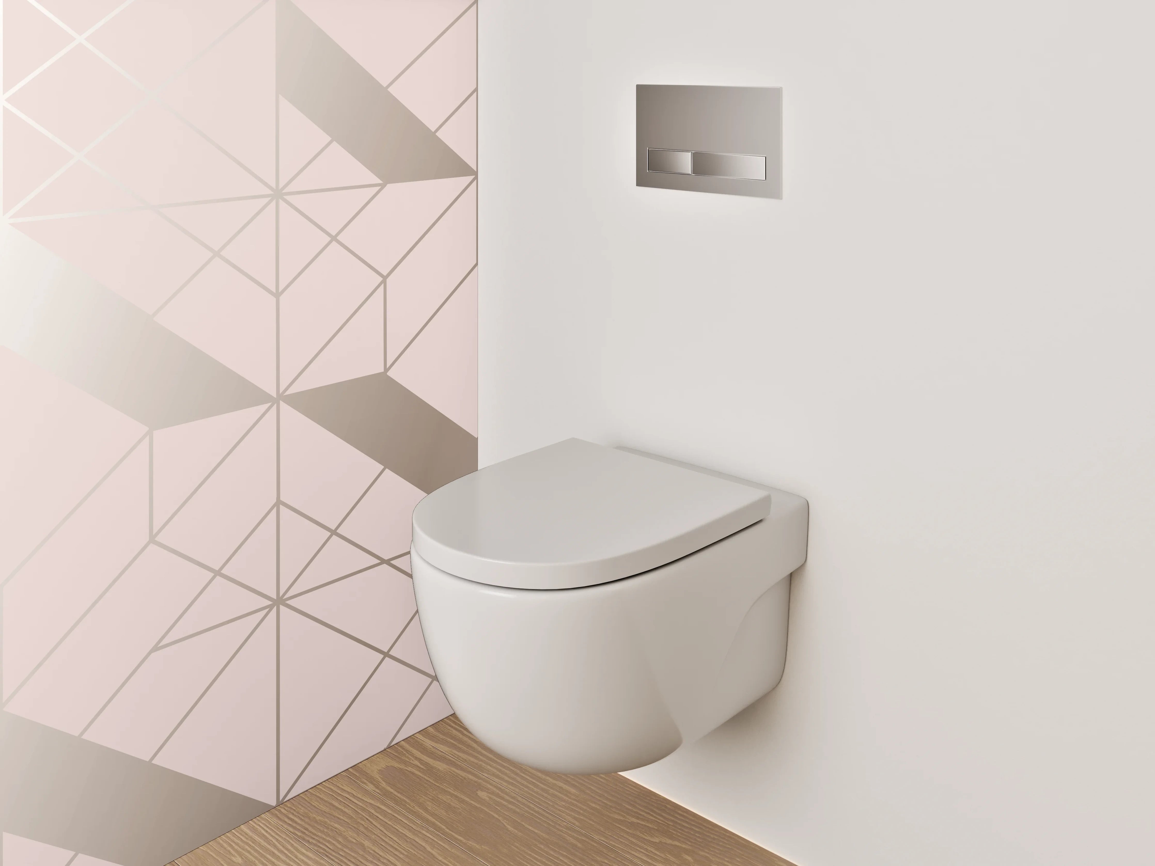 WC-Rückwand - Geometrisches Muster in Rosé Beige