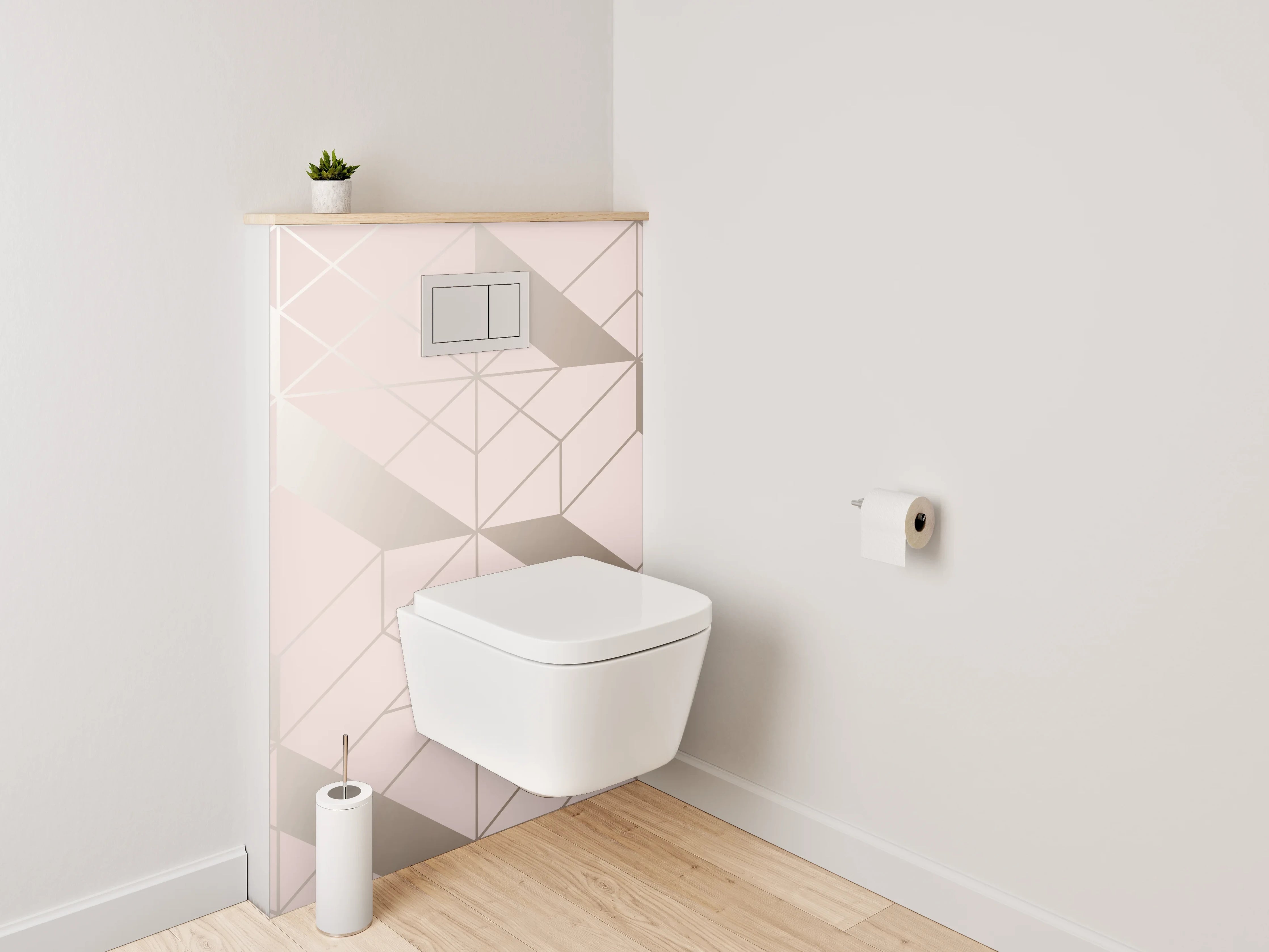WC-Rückwand - Geometrisches Muster in Rosé Beige