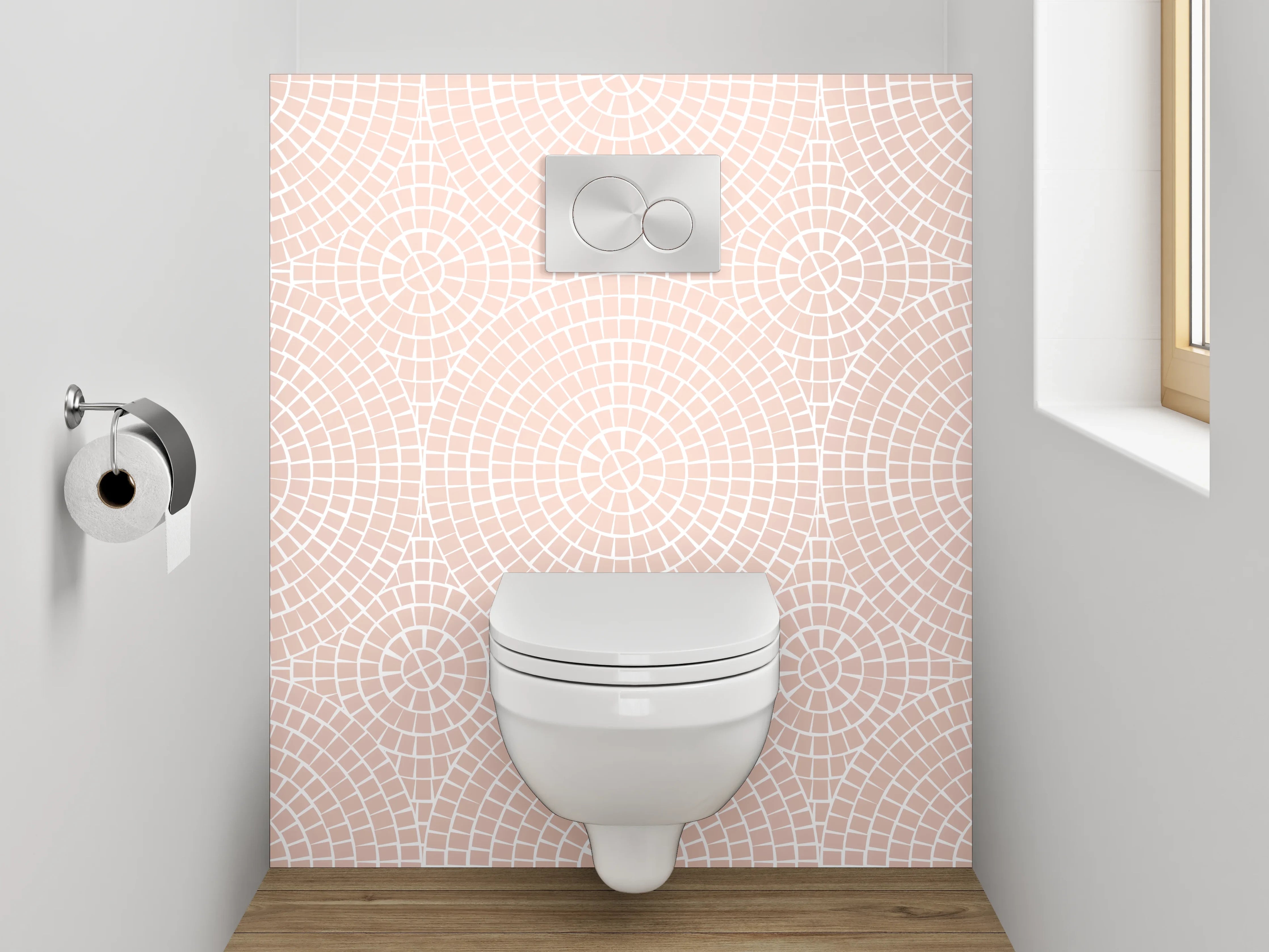 WC-Rückwand - Geometrisches Muster rosa Kreise