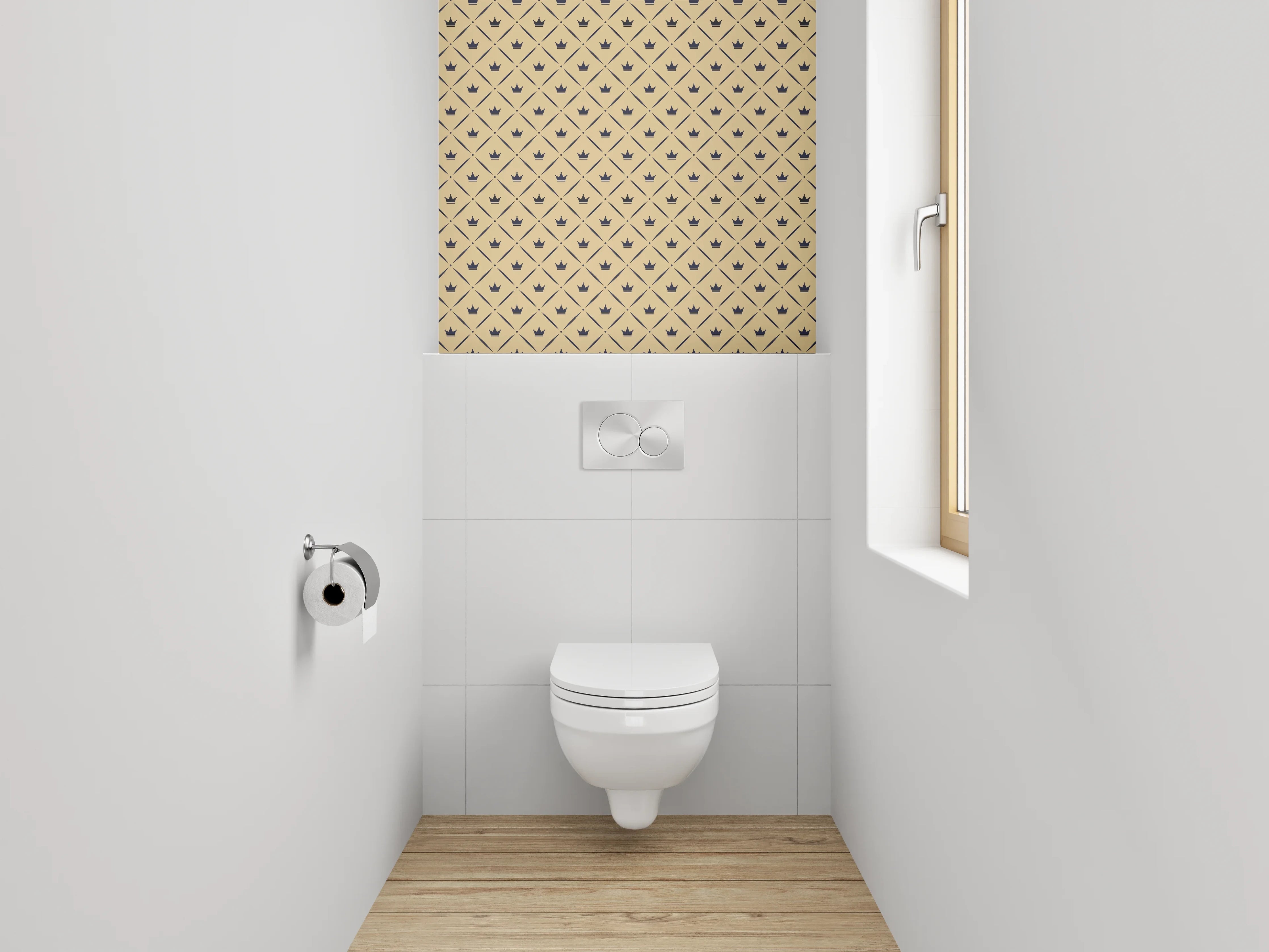 WC-Rückwand - Geometrisches Retro Muster Beige Braun