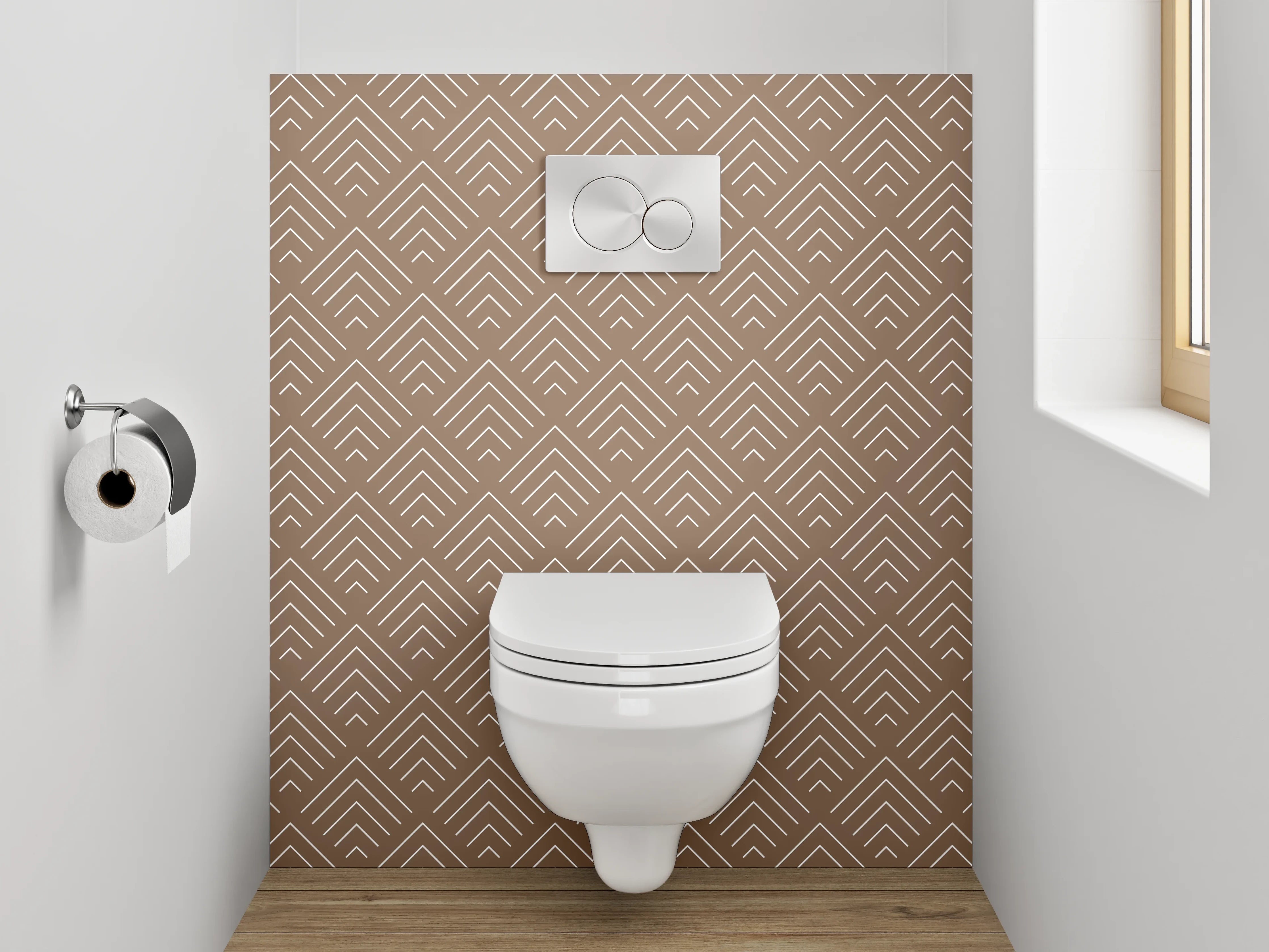 WC-Rückwand - Geometrisches Retro-Muster Braun Beige