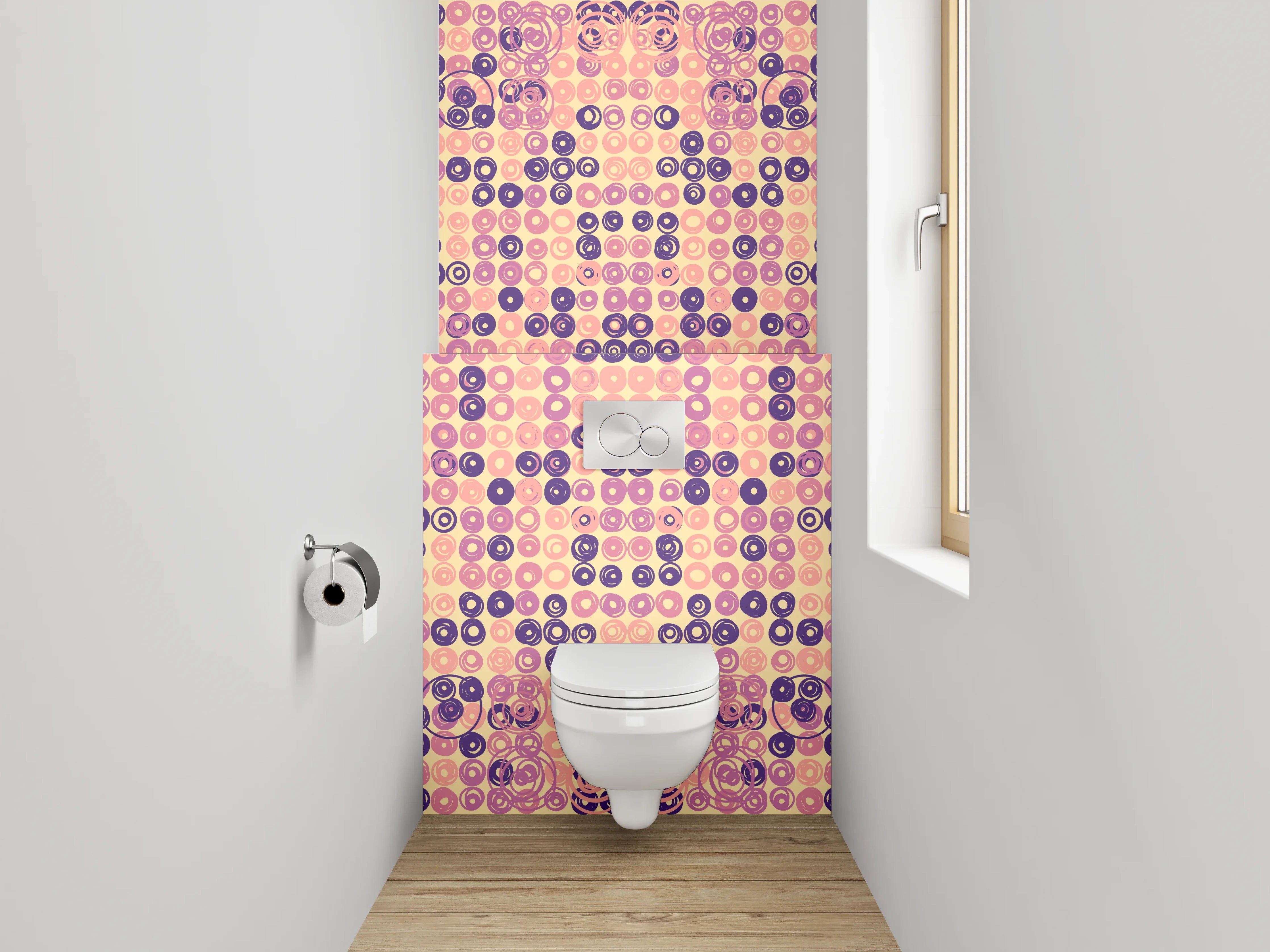 WC-Rückwand - Geometrisches Retro-Muster Pink Lila