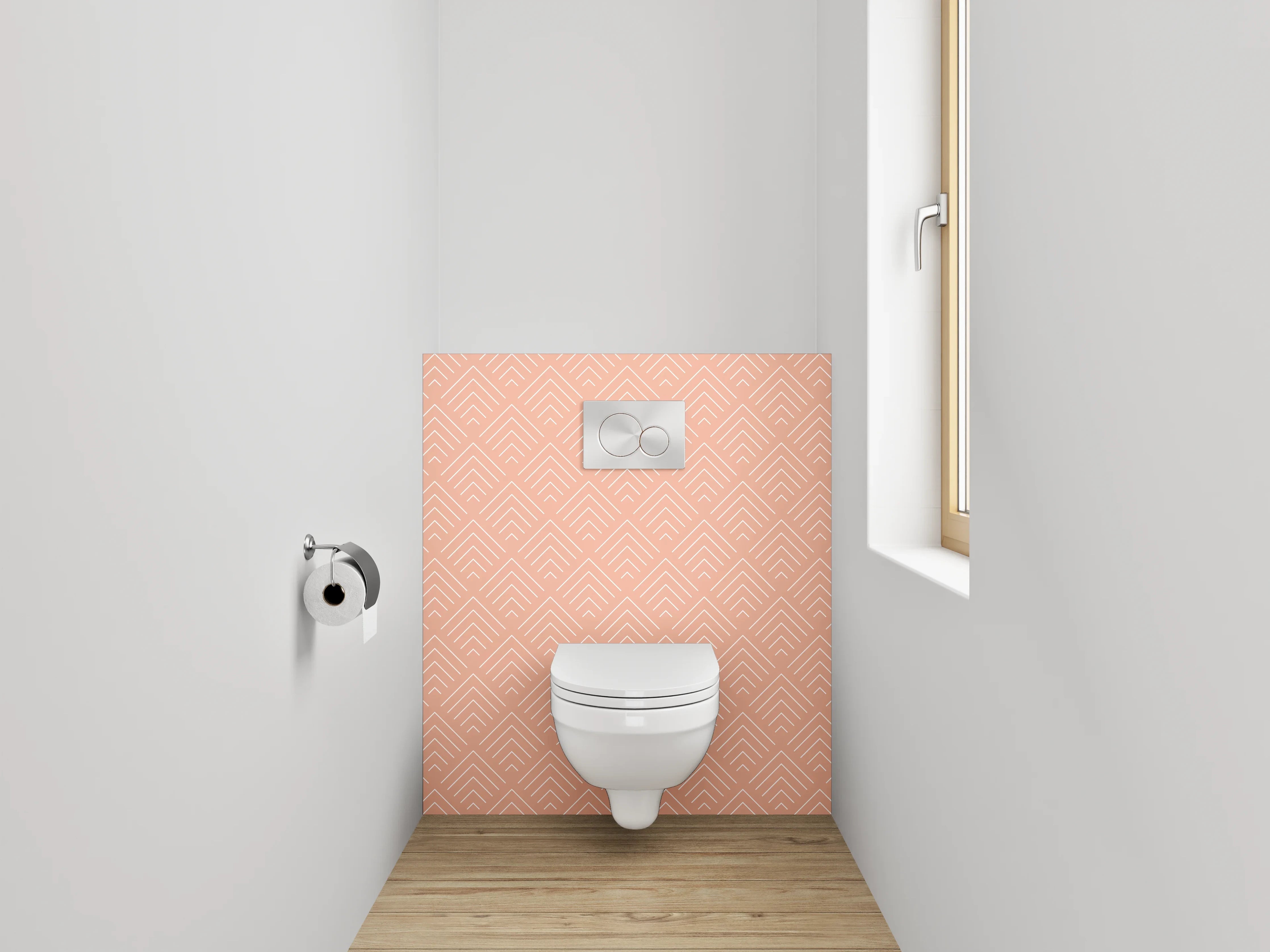 WC-Rückwand - Geometrisches Retro-Muster in Beige