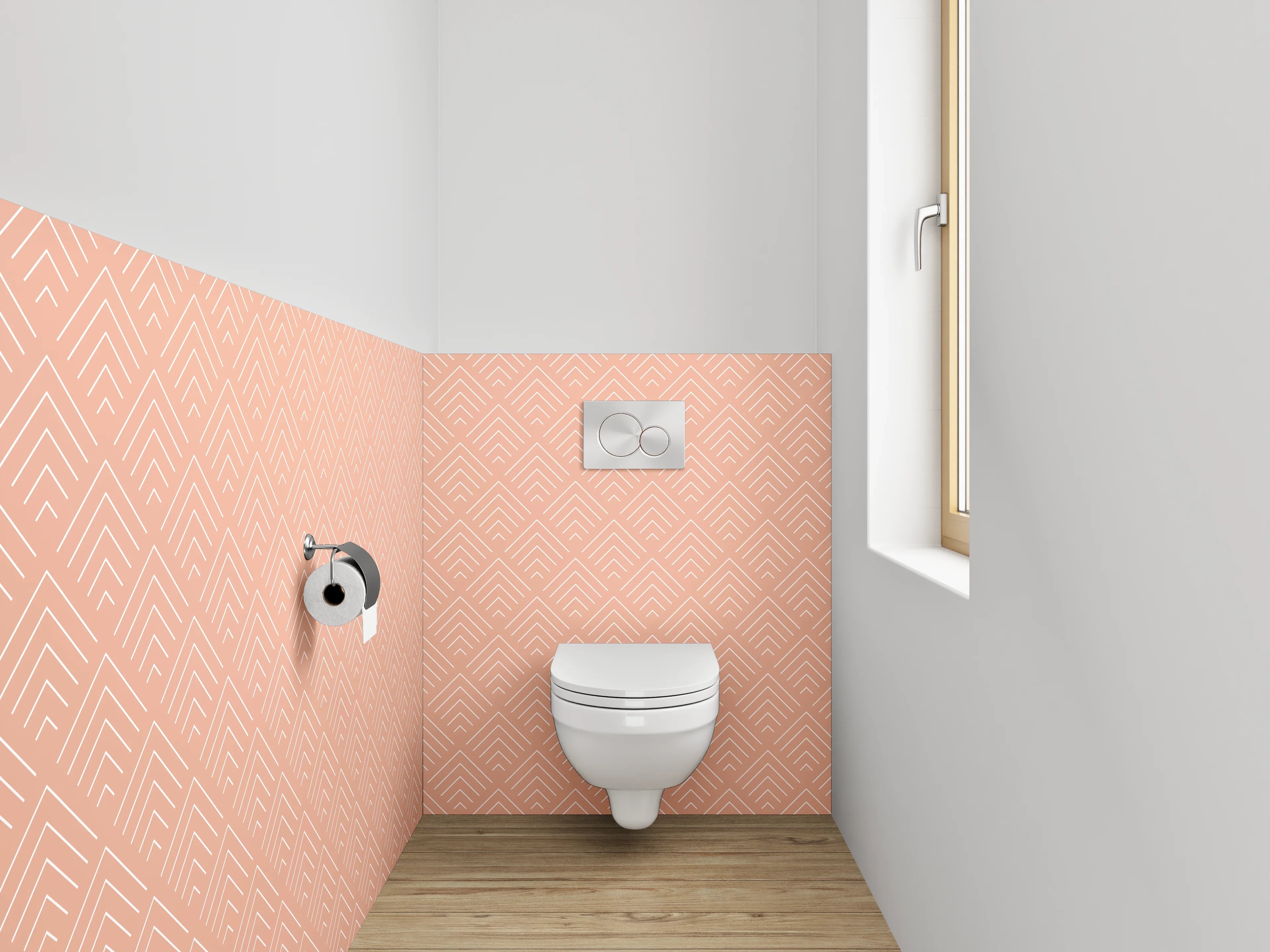 WC-Rückwand - Geometrisches Retro-Muster in Beige